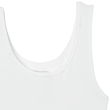 White Ribbed Tank Tops – 2-Pack – Stretch Cotton Basics (Amazon Essentials) close up