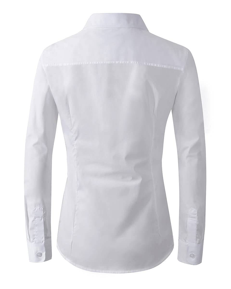 Women’s White Button-Down Shirt – Classic Work Blouse, Business Casual & Office Wear back view