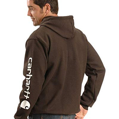 Men’s Midweight Hoodie – Sleeve Logo – Dark Brown – Durable Workwear (Carhartt)