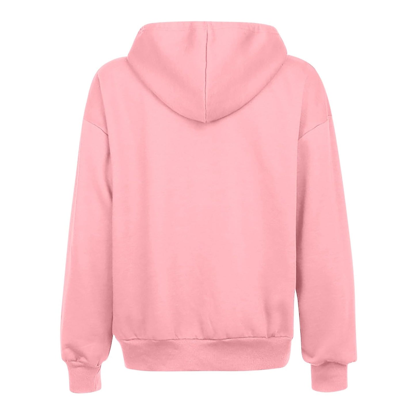 Pink Full Zip Hoodie – Lightweight Drawstring Sweatshirt – Long Sleeve with Pockets