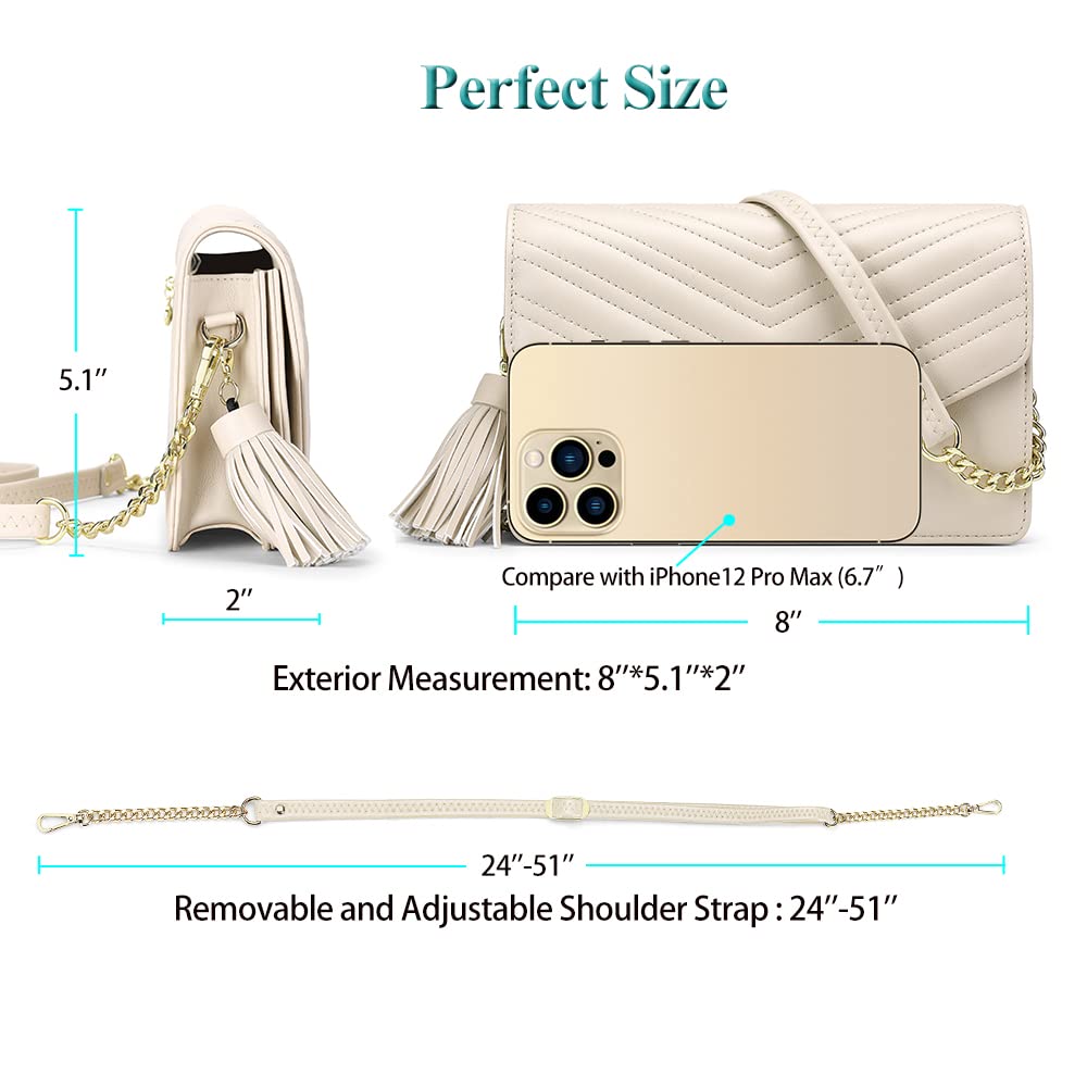 Ronsin Women's Crossbody Purse Beige