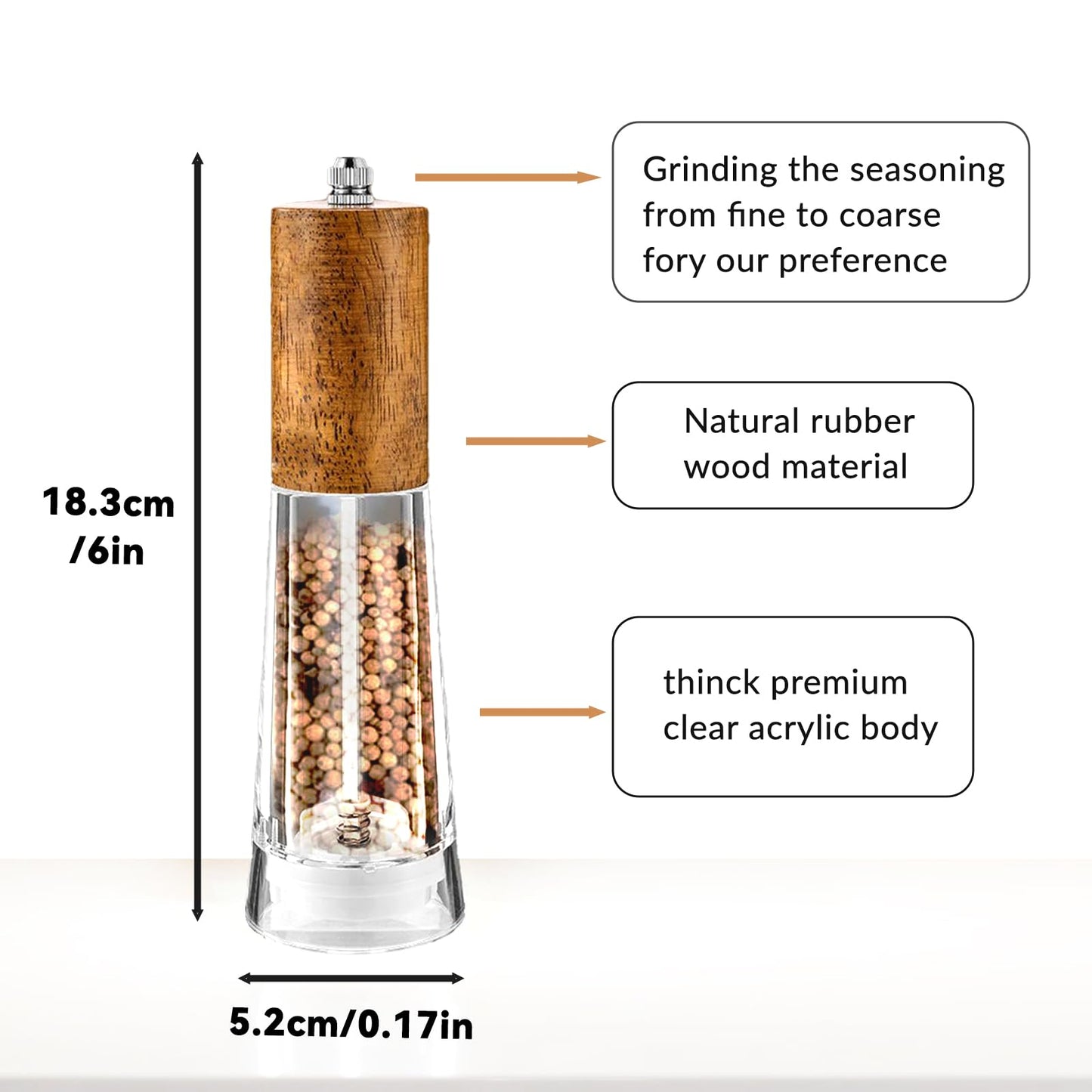 Daily Treasures Salt & Pepper Mill 8 inches