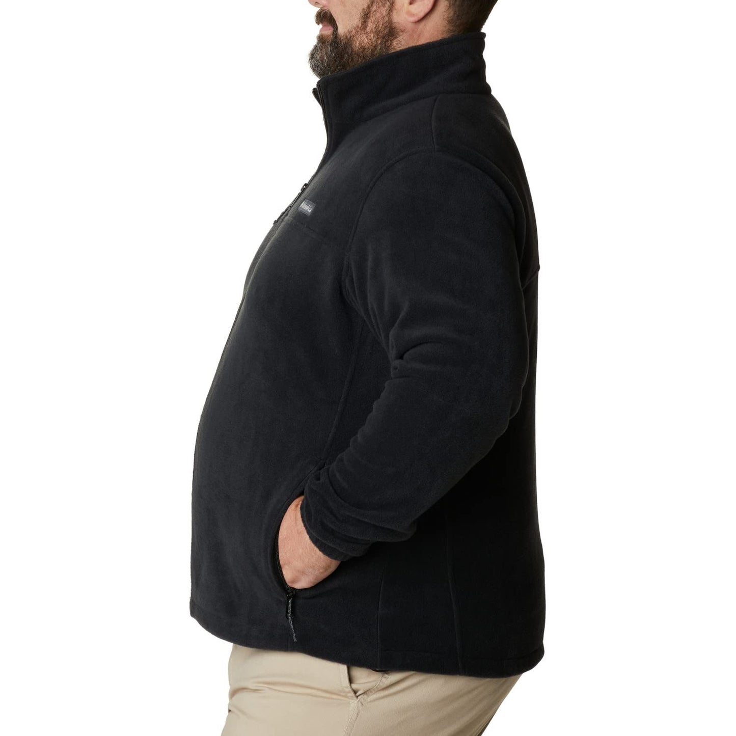 Men’s Full Zip Fleece Jacket – Black – Classic Fit – Size Selectable (Columbia) side view