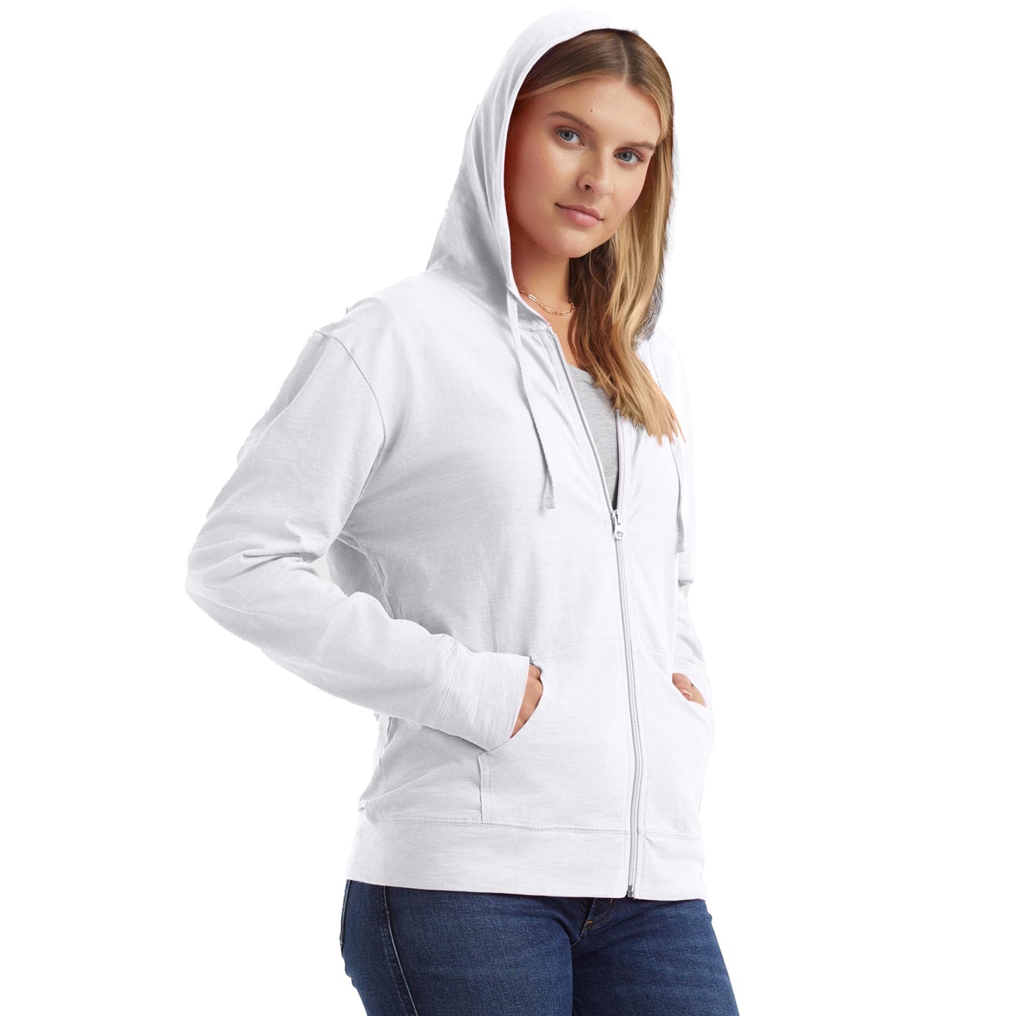 Hanes Women's Full Zip Hoodie White