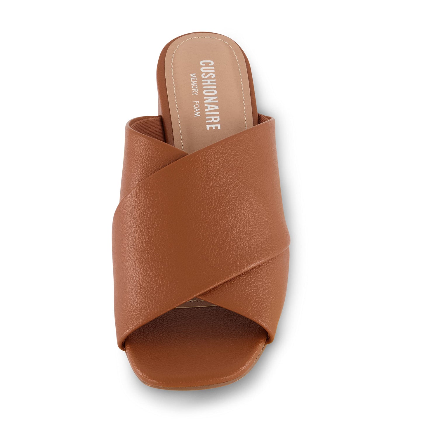 Block Heel Sandals – Memory Foam Insole – Vegan Leather – Tan (CUSHIONAIRE)