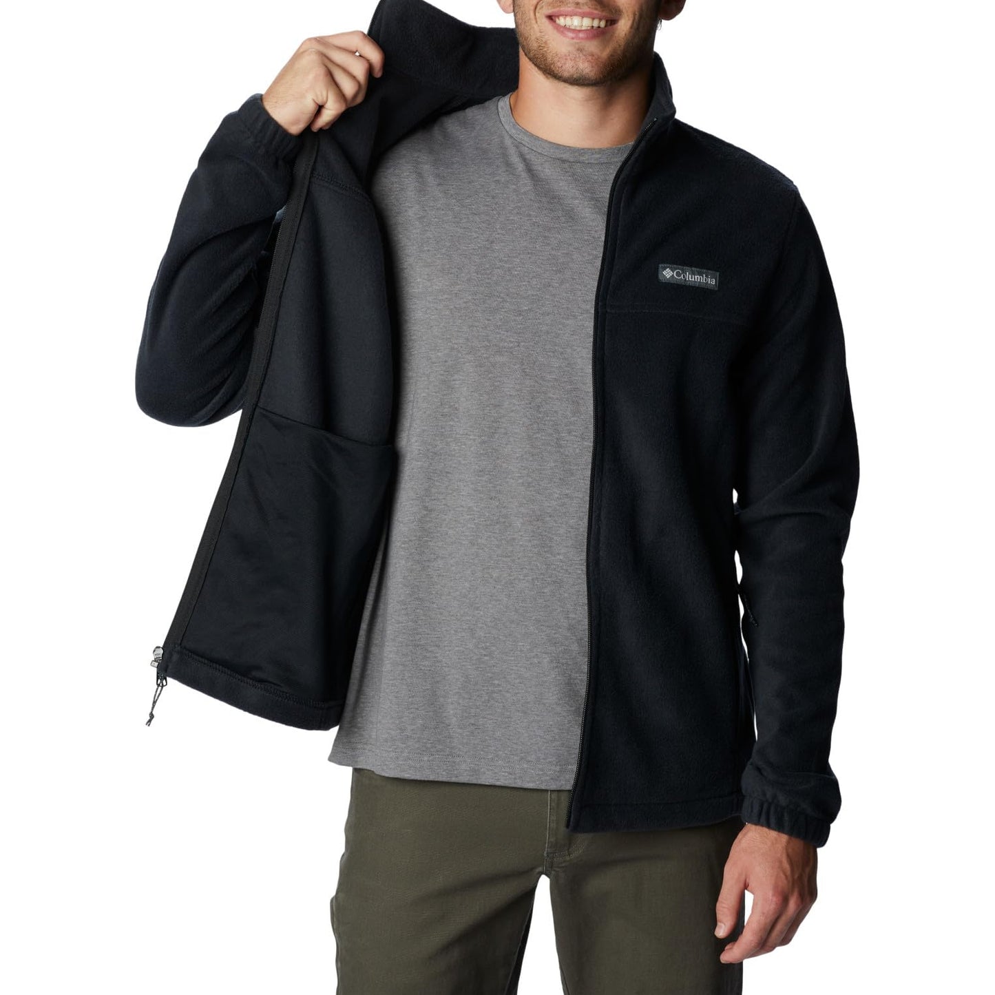 Men’s Full Zip Fleece Jacket – Black – Classic Fit – Size Selectable (Columbia)
