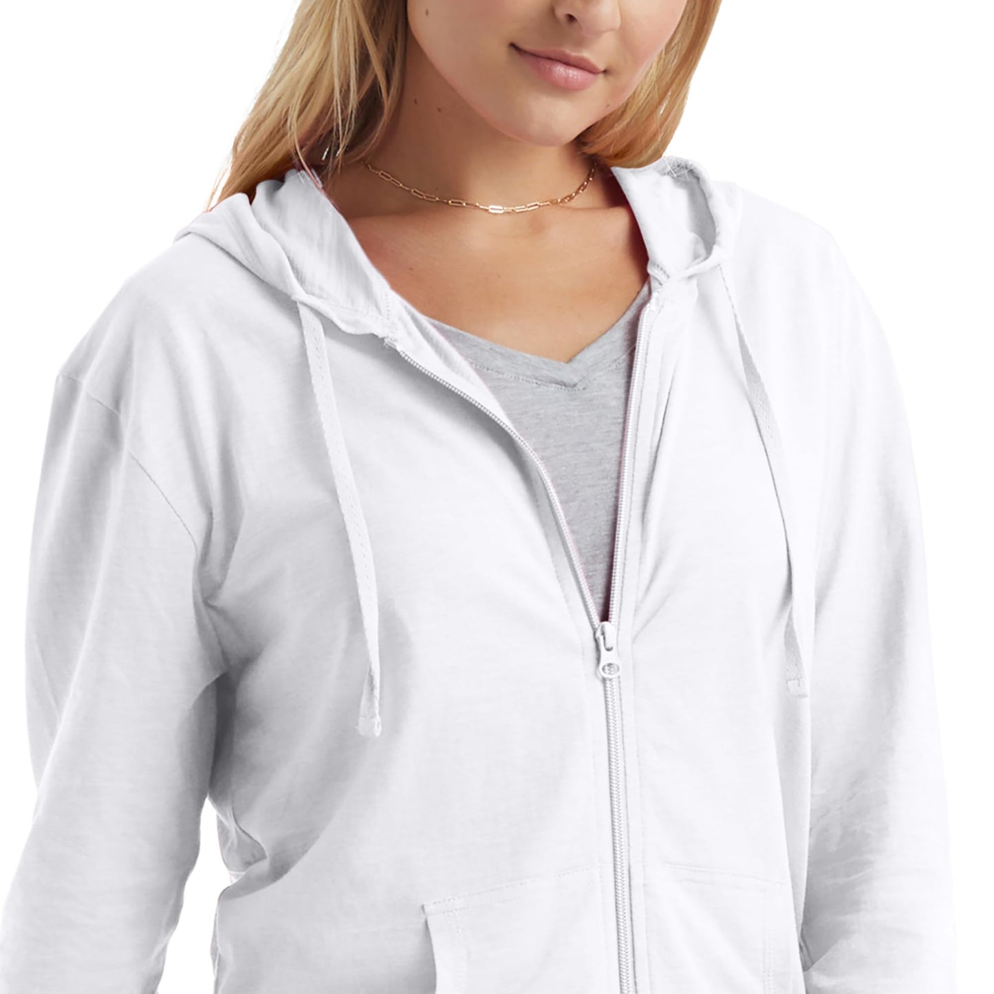Hanes Women's Full Zip Hoodie White