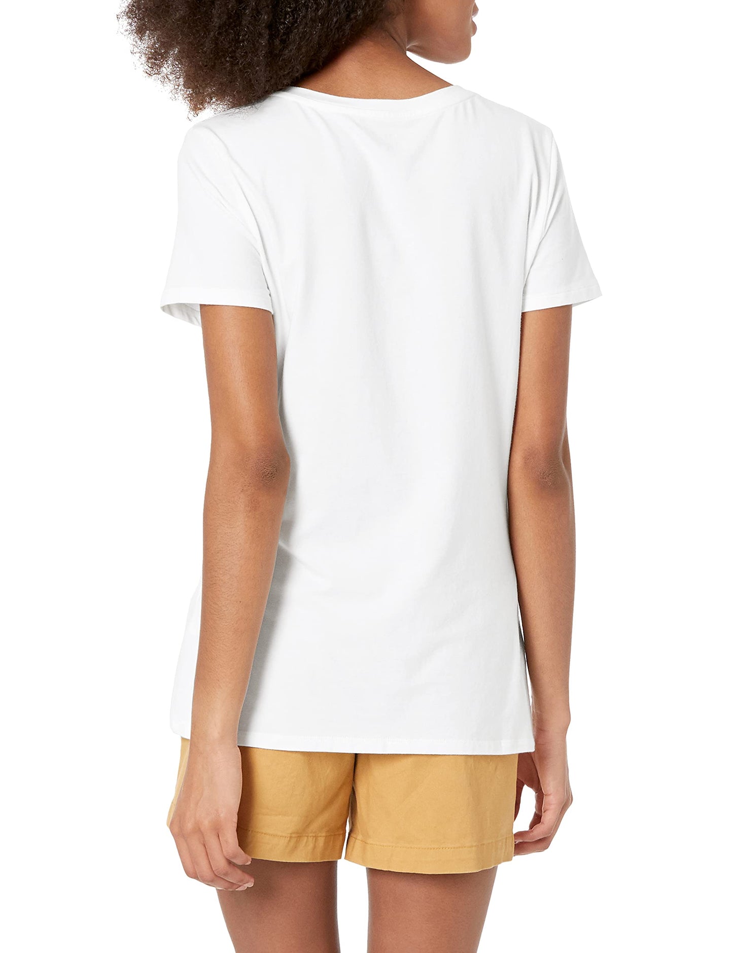 2-Pack V-Neck T-Shirts – Classic Fit, Short Sleeve, Soft Cotton Blend (Amazon Essentials) white back view