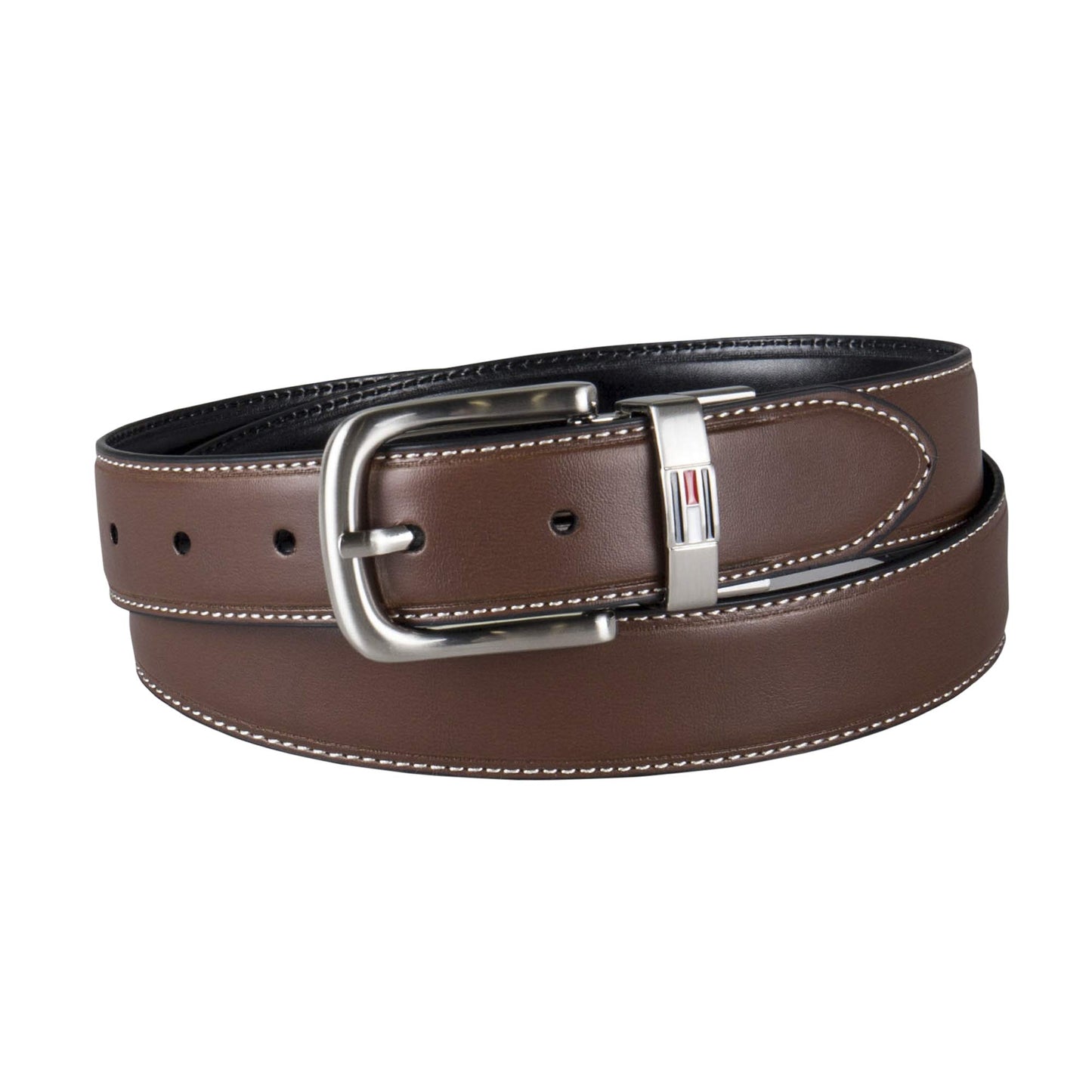 Men’s Reversible Dress Belt – Brown/Black – Polished Buckle – One Size (Tommy Hilfiger)
