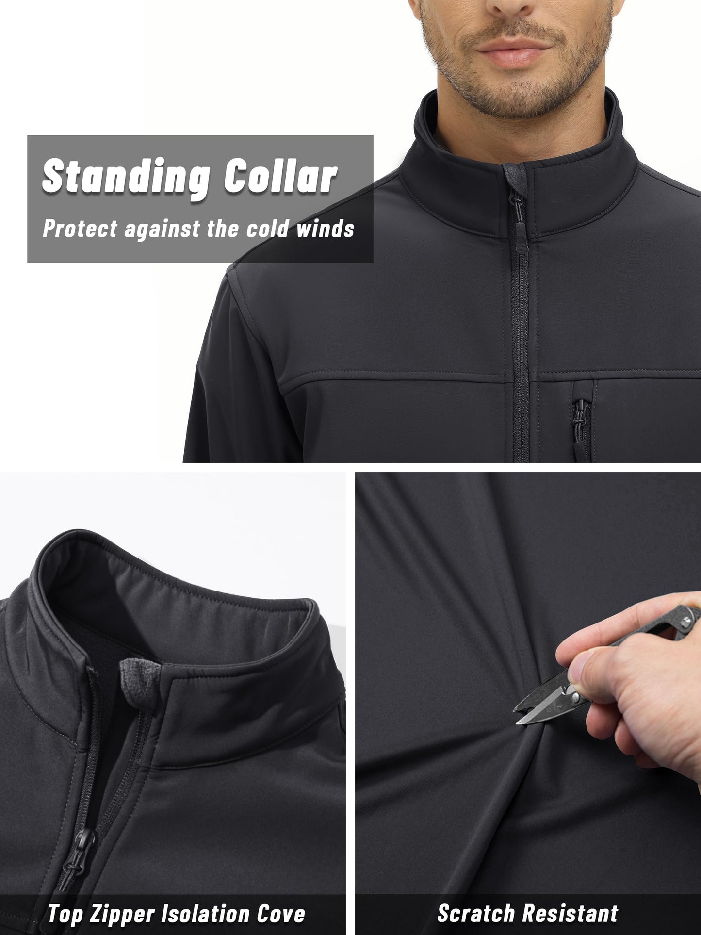 TACVASEN Men's Tactical Jacket Fleece Lined Black