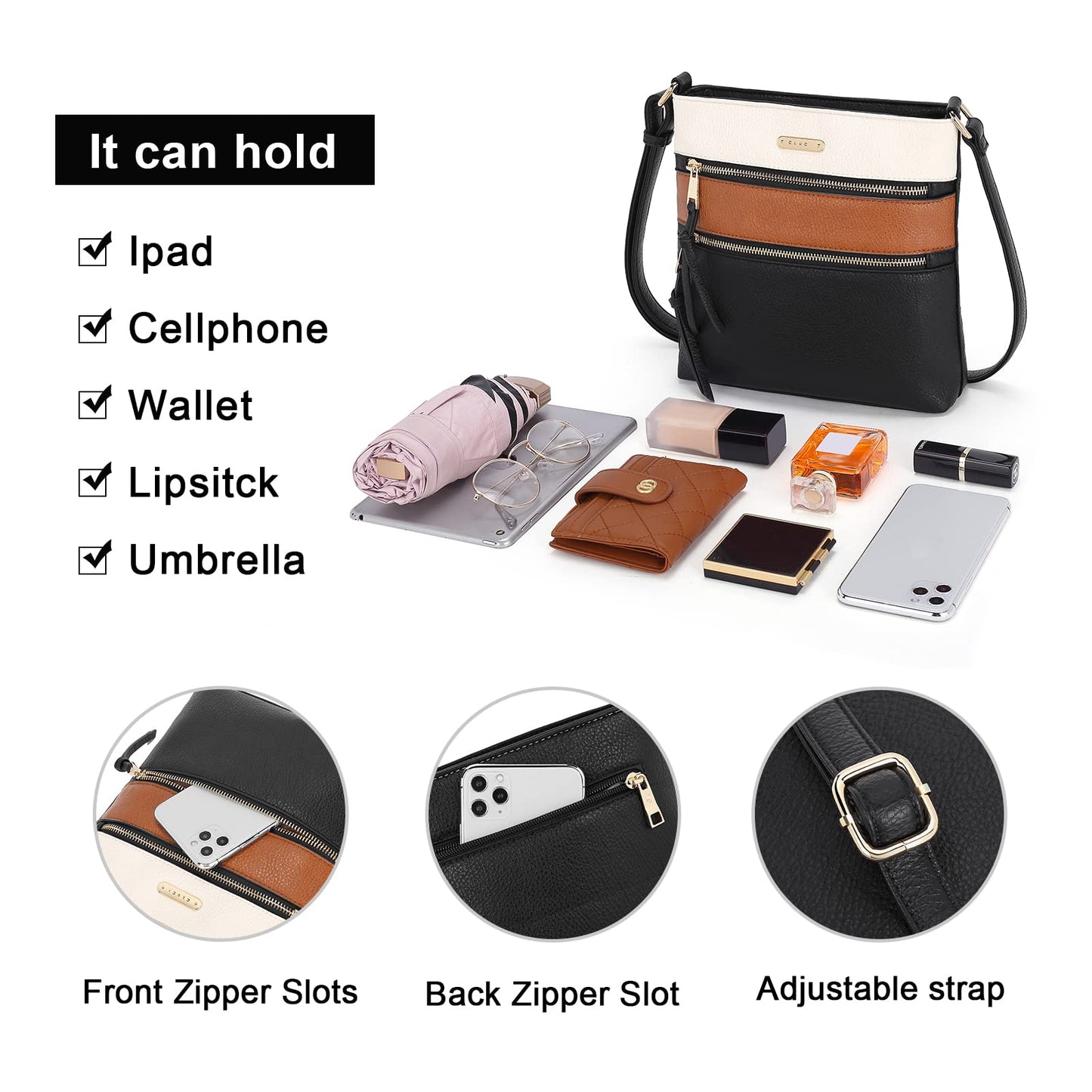 CLUCI Women's Crossbody Bag With Adjustable Strap