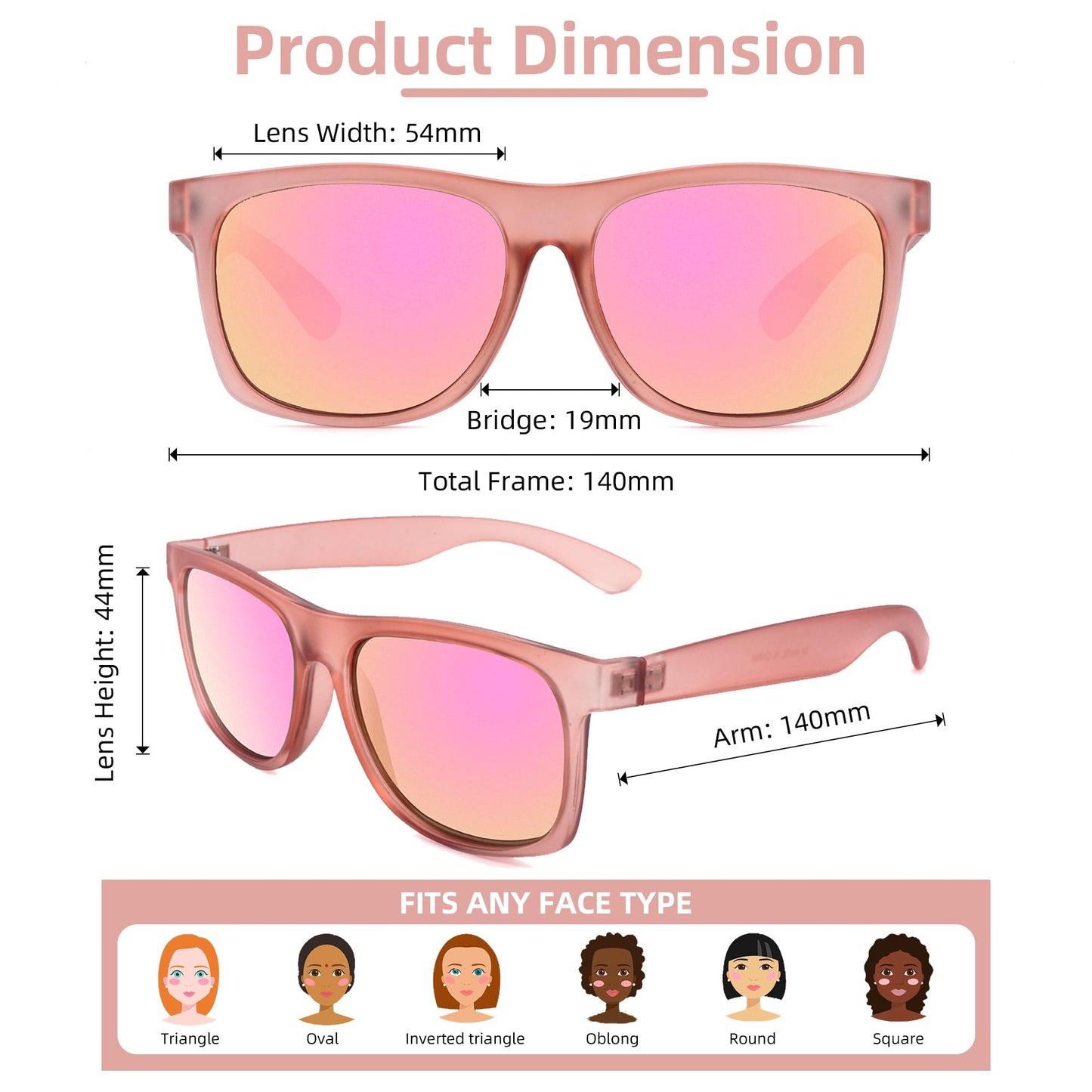 Rose Pink Full-Lens Reading Sunglasses – UV400 Protection – Non-Bifocal Magnified Lenses (SOPHILY)