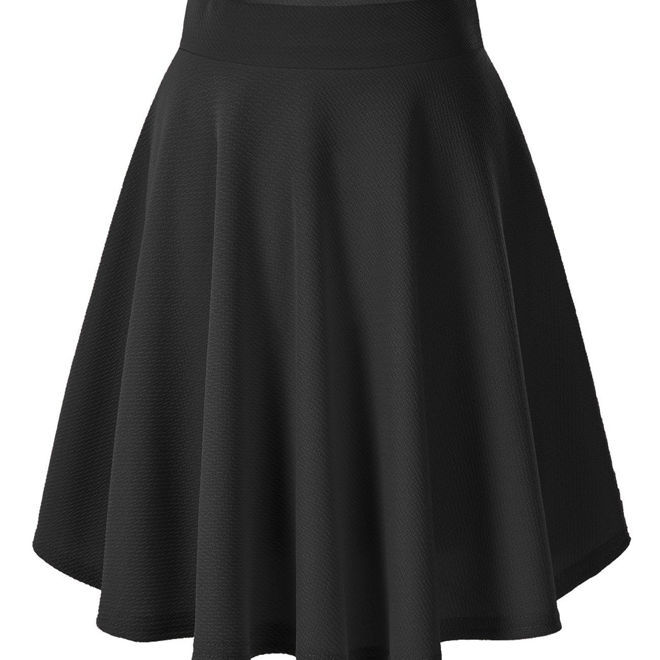 Urban CoCo Women's Basic Midi High Waisted Skirt Black