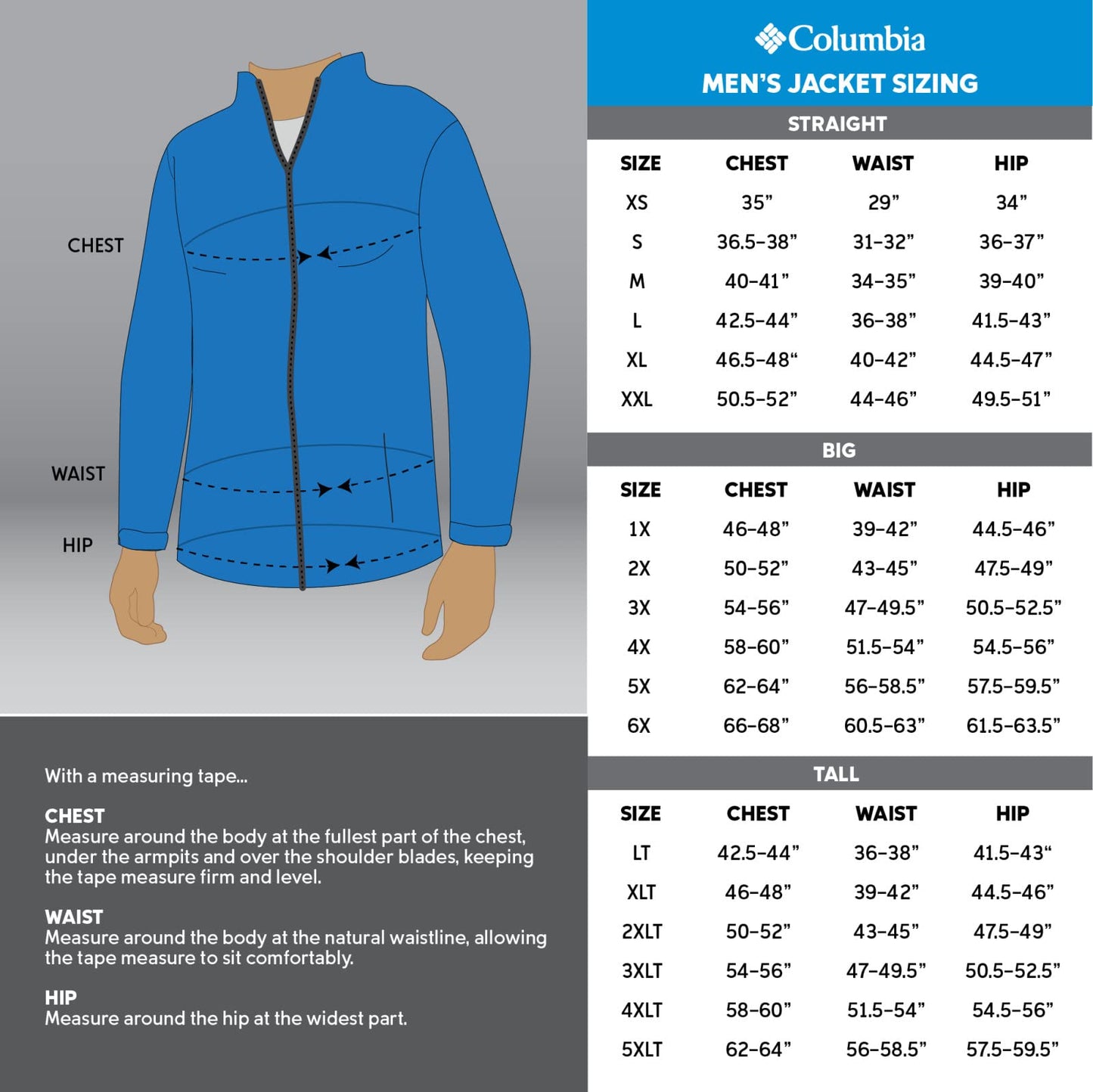 Men’s Full Zip Fleece Jacket – Black – Classic Fit – Size Selectable (Columbia)