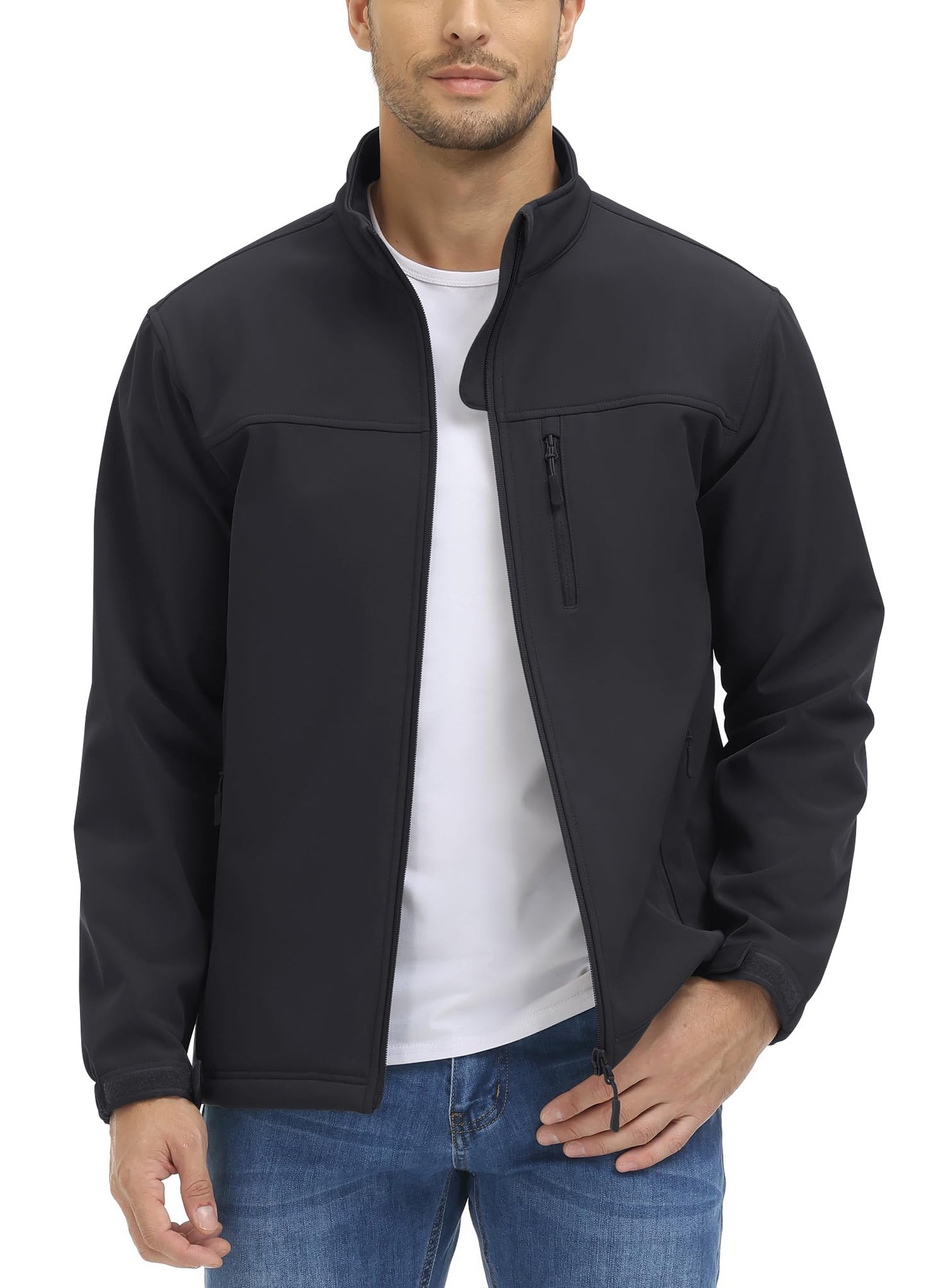 TACVASEN Men's Tactical Jacket Fleece Lined Black