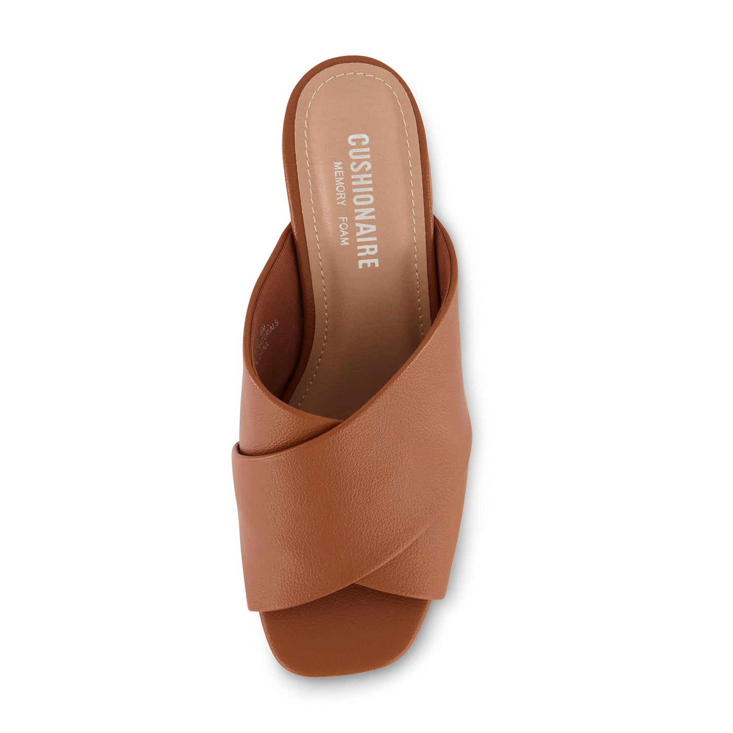 Block Heel Sandals – Memory Foam Insole – Vegan Leather – Tan (CUSHIONAIRE)