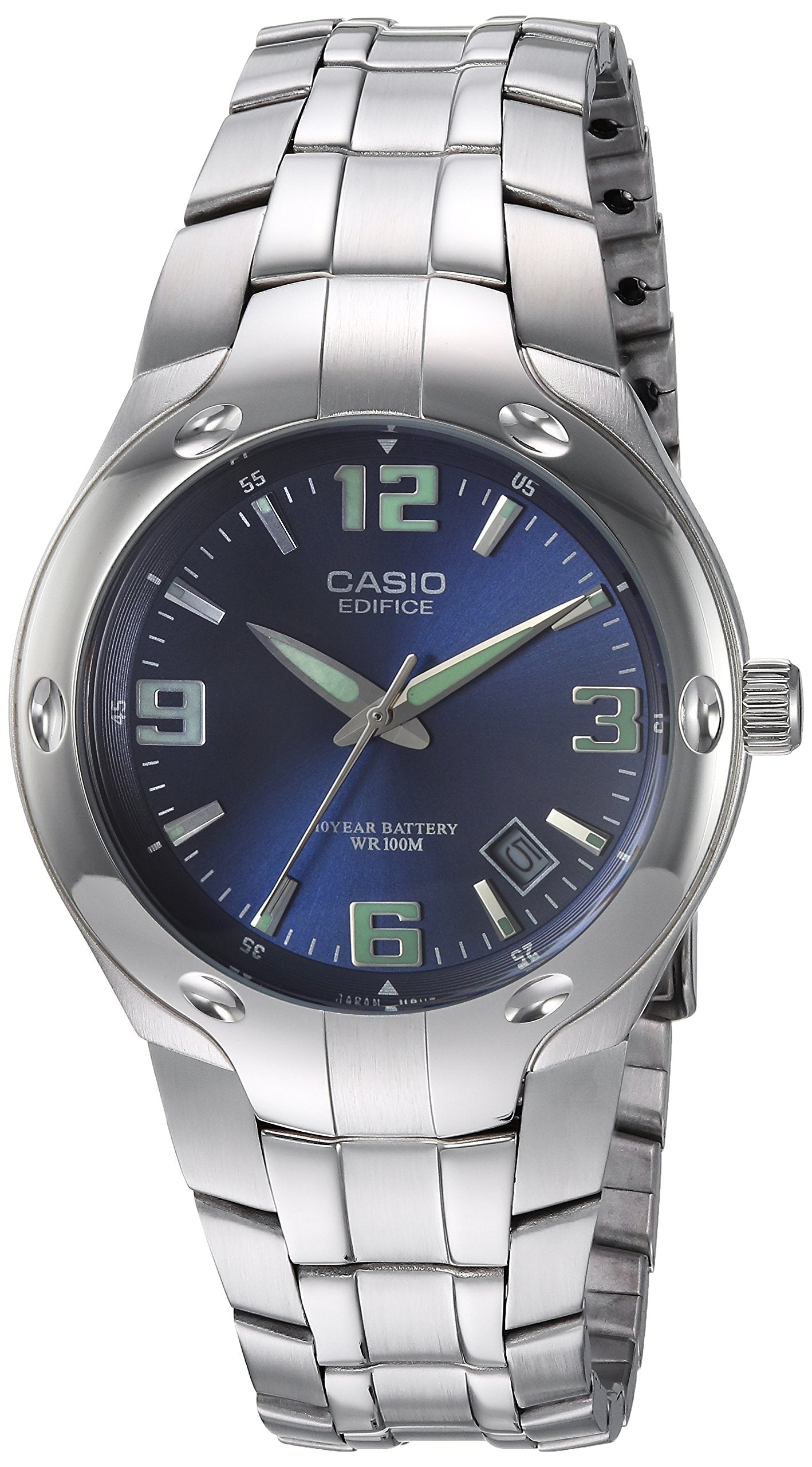 Men’s Stainless Steel Analog Watch – Blue Dial – 10-Year Battery (Casio Edifice)