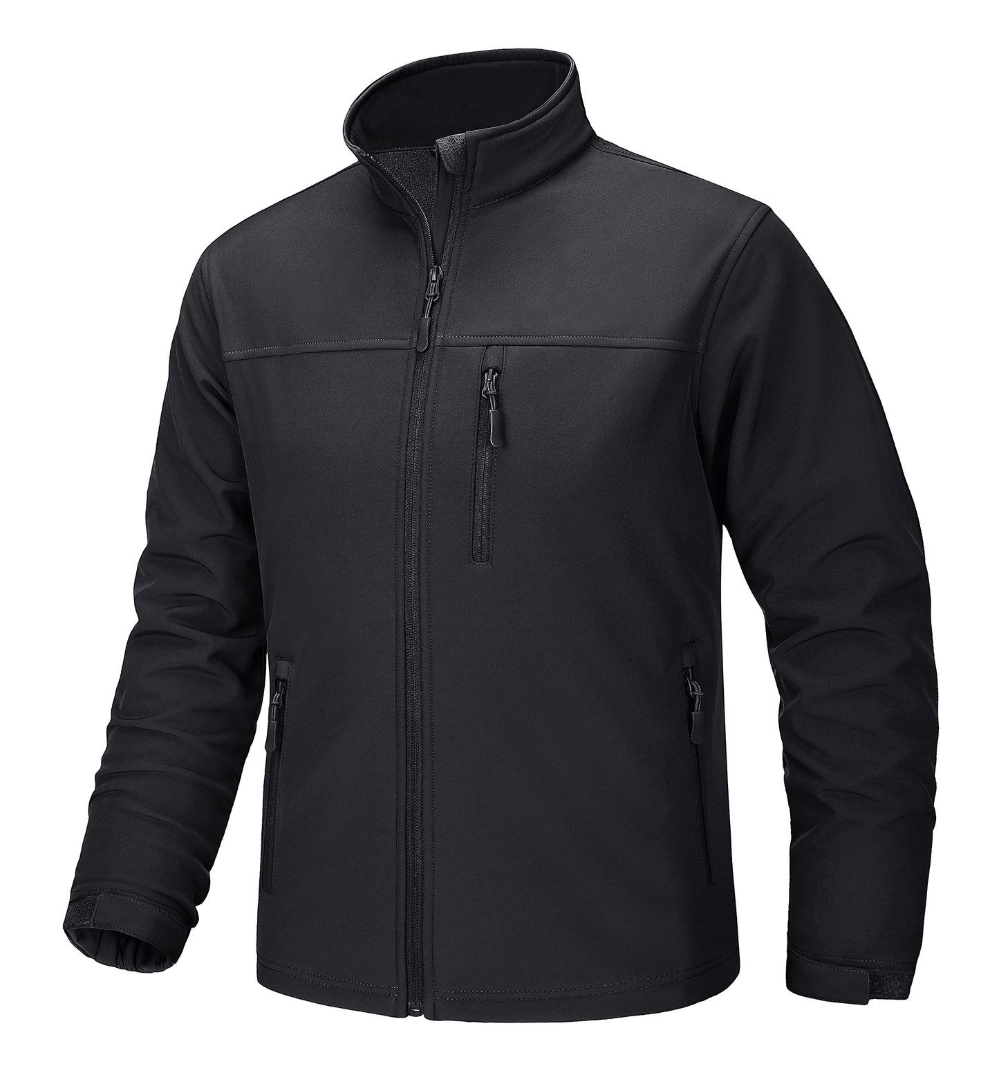 TACVASEN Men's Tactical Jacket Fleece Lined Black