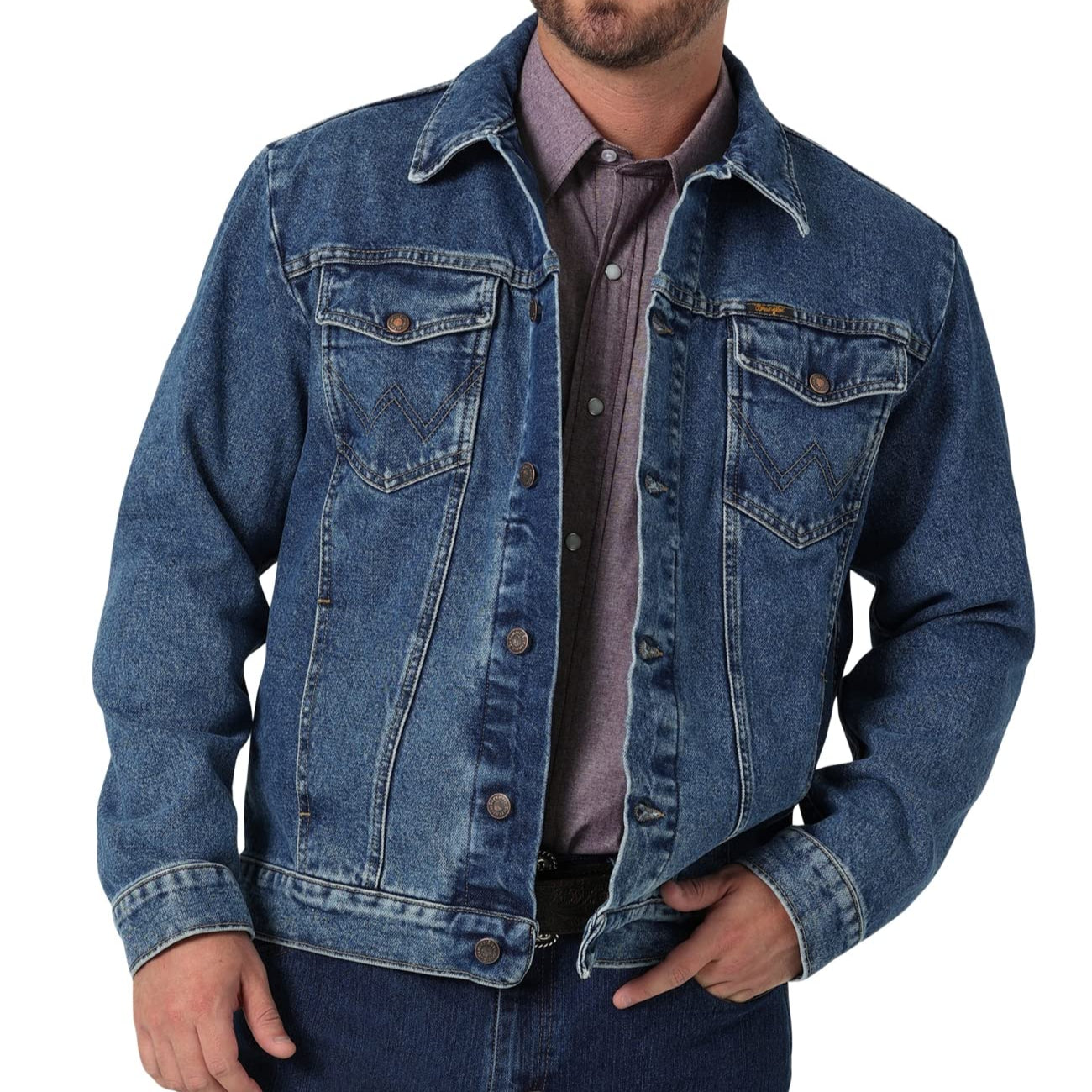 Wrangler Men’s Cowboy Cut Western Denim Jacket – Stonewash – Classic Fit