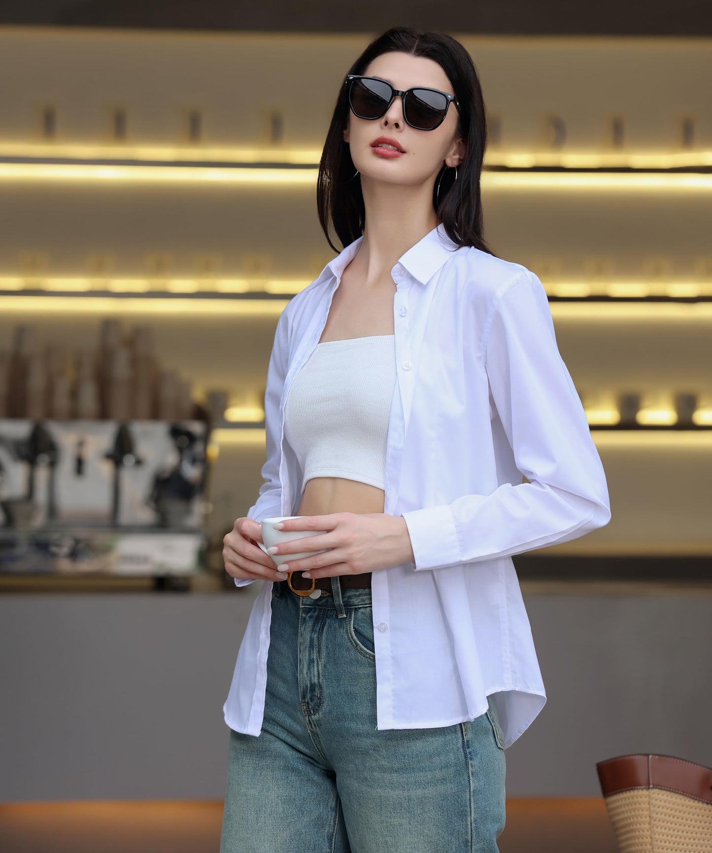 White Button-Down Shirt – Classic Work Blouse, Business Casual & Office Wear