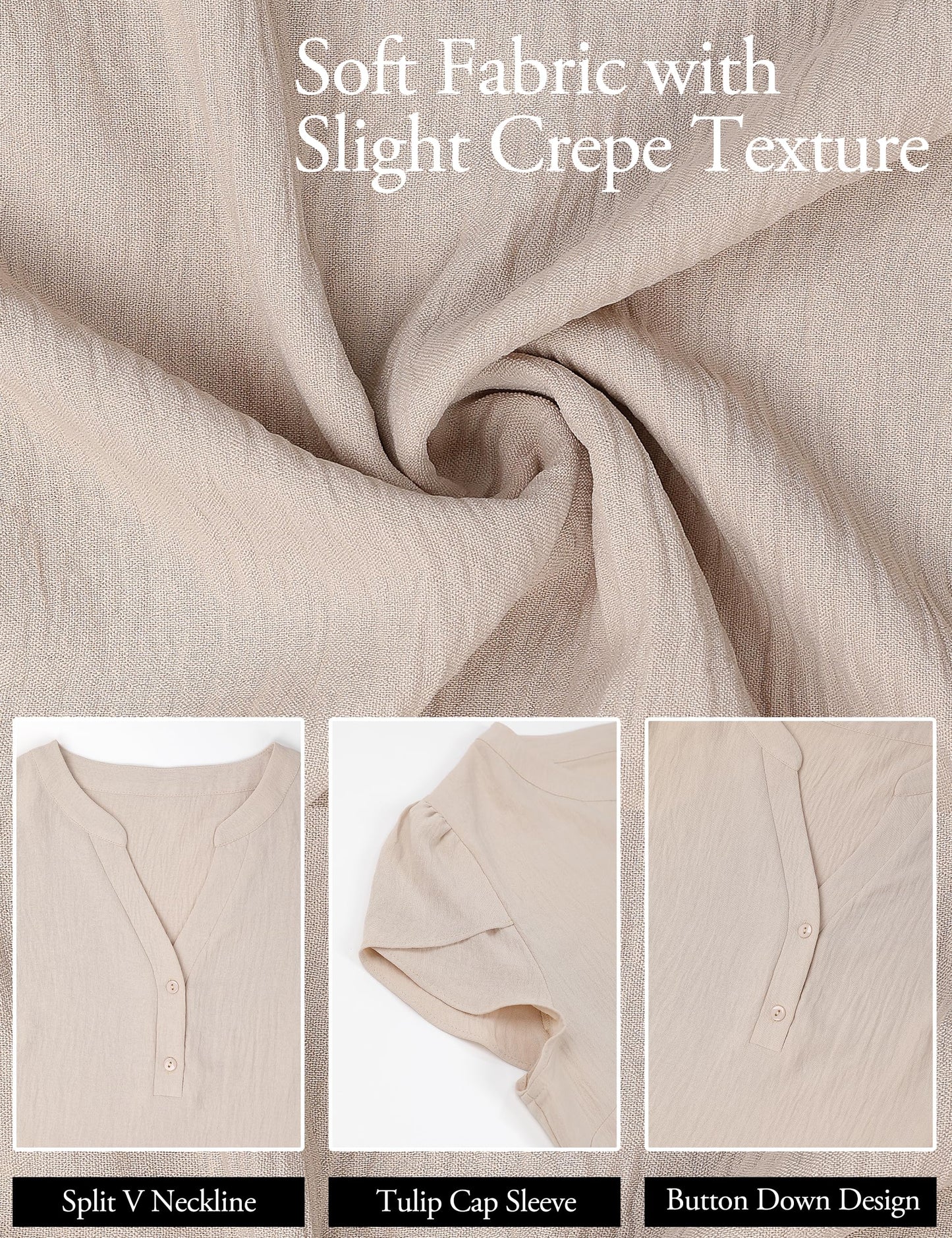 Chiffon Blouse – V-Neck, Short Sleeve, Button Front, Flowy Fit – (Blooming Jelly)