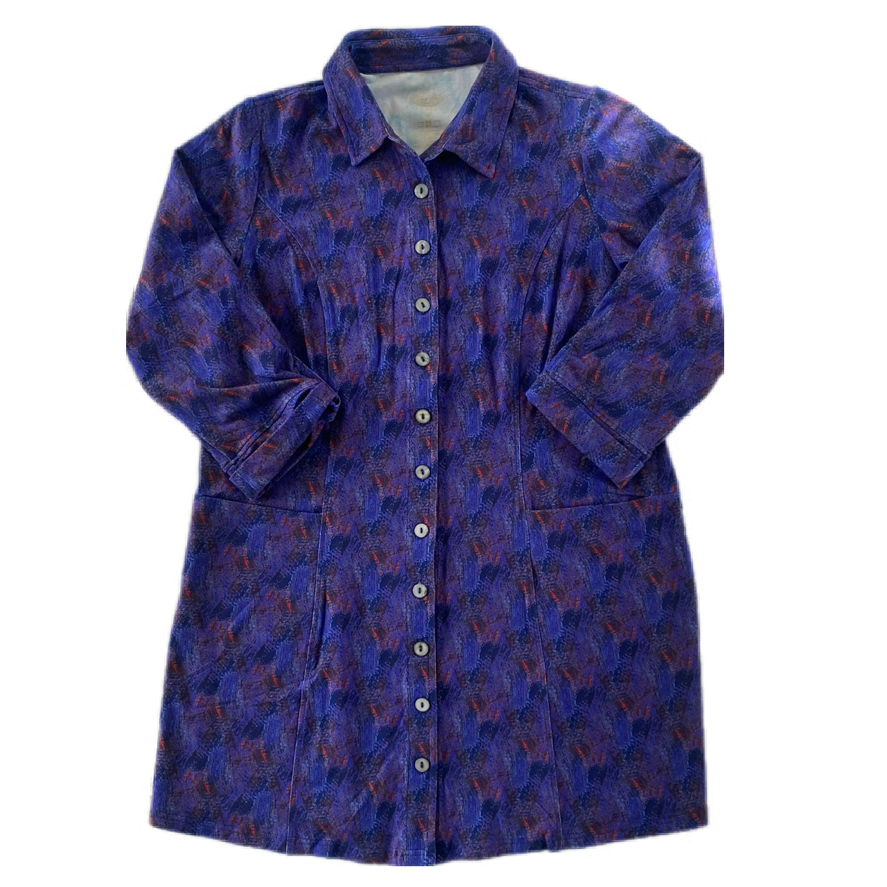 Women's Button-Up Tunic Dress – Bamboo & Organic Cotton – Size Medium (Blue Sky Clothing Co.)front view