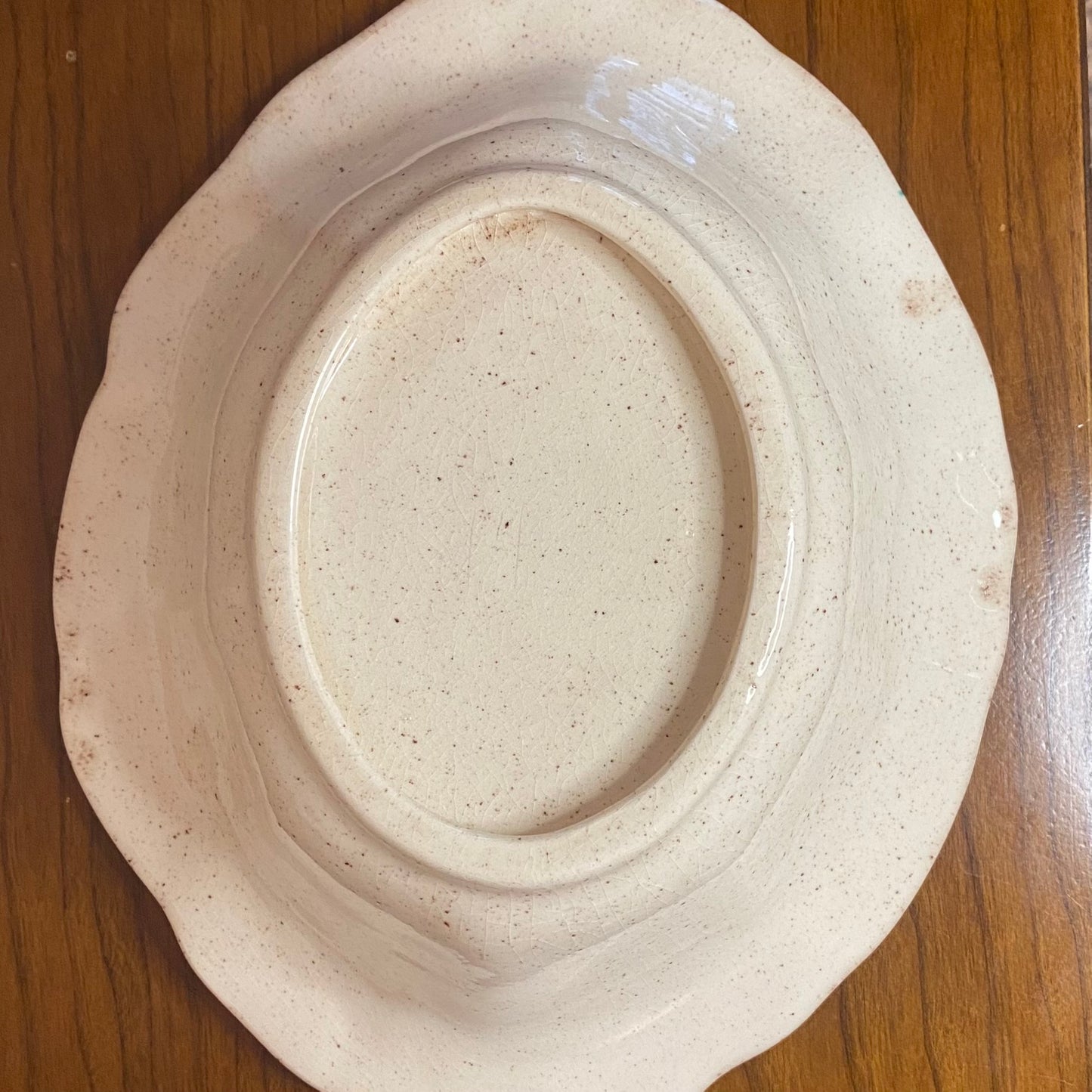 Vintage Ceramic Bowl Cream Speckled 2.5"H x 9.5"W