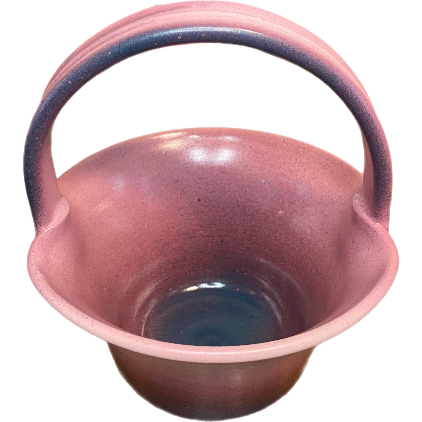 Pottery Basket Pink and Blue 6"H x 5.5"W