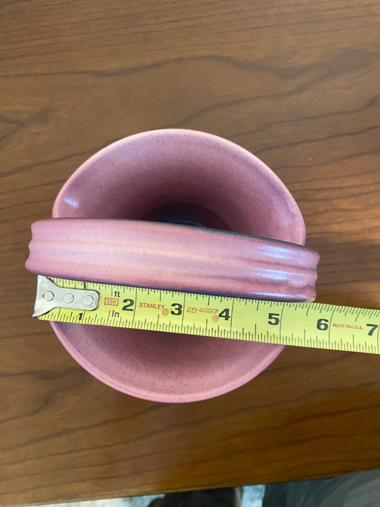 Pottery Basket Pink and Blue 6"H x 5.5"W