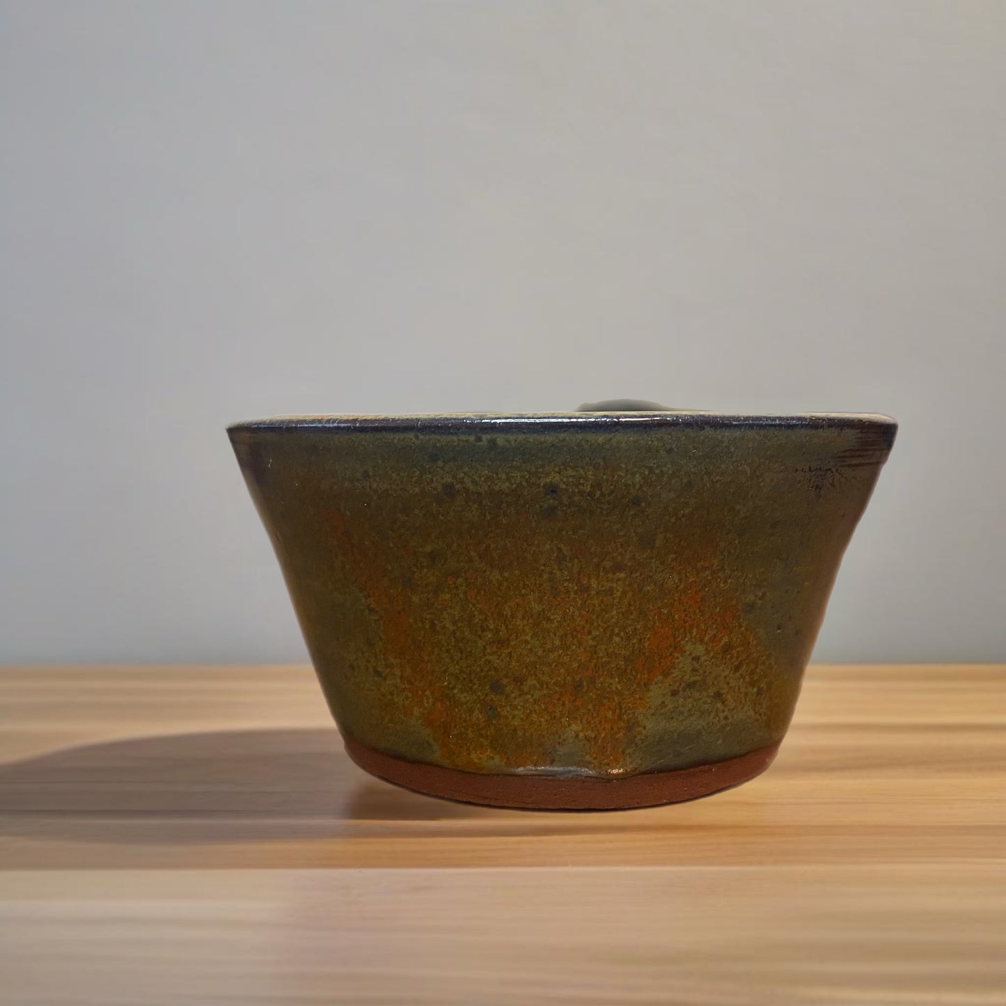 Pottery Bowl Green Blue Rust Orange Print 2"H x 4"W