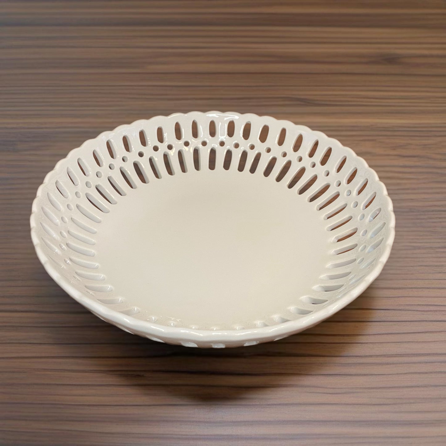 Reticulated Porcelain Bowl White 2"H x 9"W