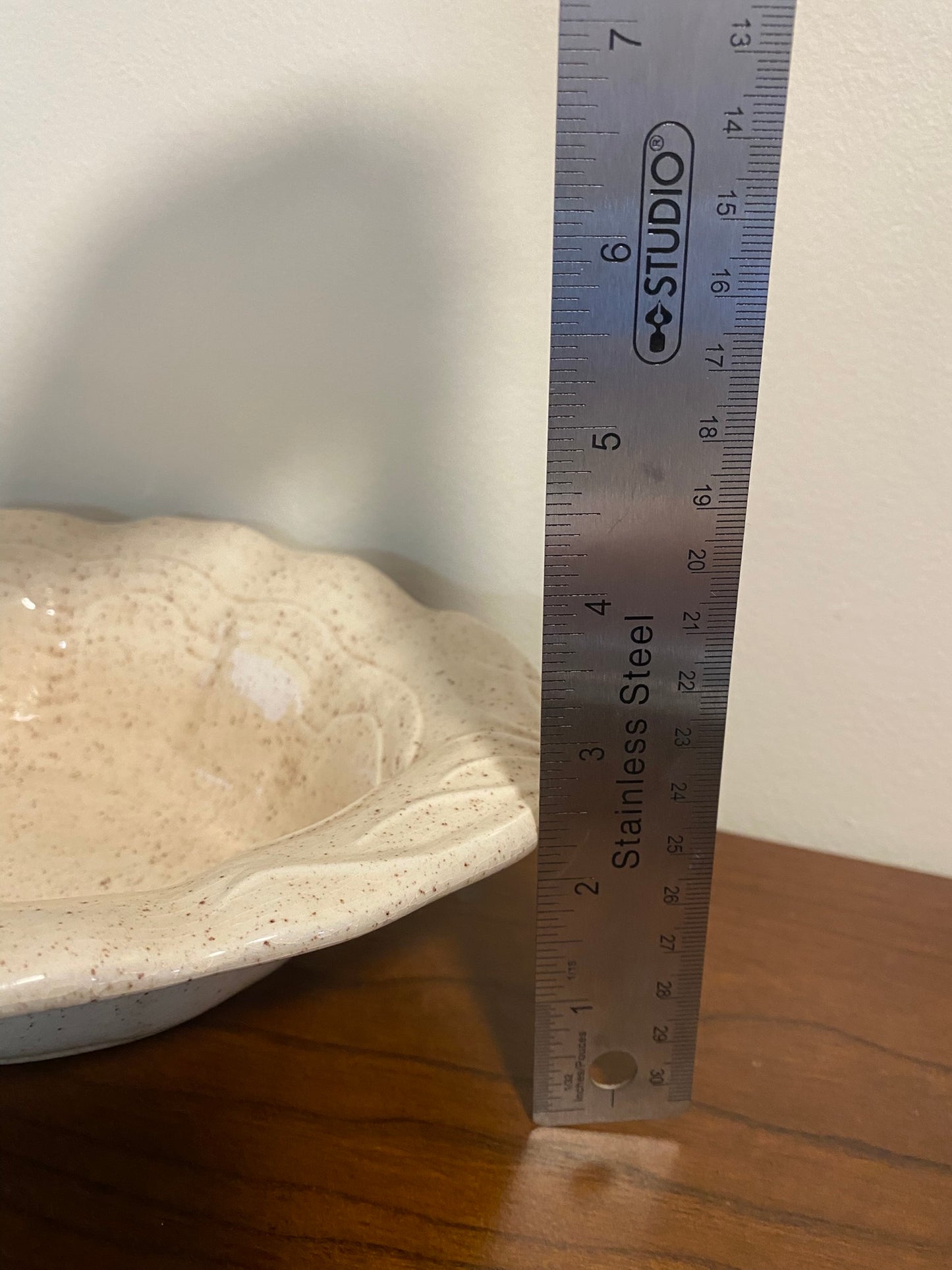 Vintage Ceramic Bowl Cream Speckled 2.5"H x 9.5"W