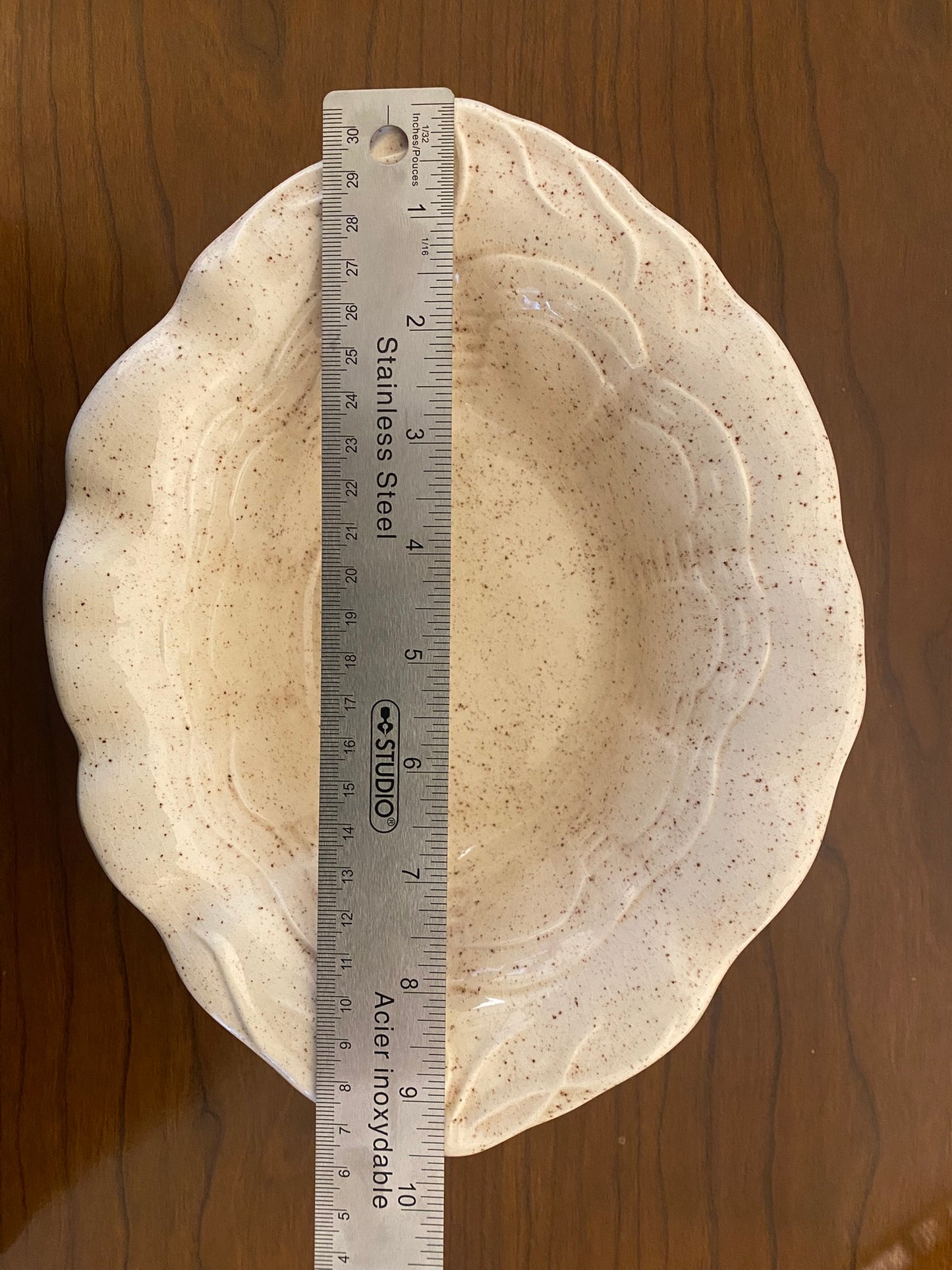 Vintage Ceramic Bowl Cream Speckled 2.5"H x 9.5"W
