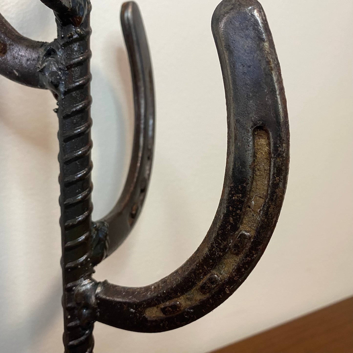 Rustic Western Horseshoe Themed Cup Holder Steel Rebar Horse Shoes 16"H