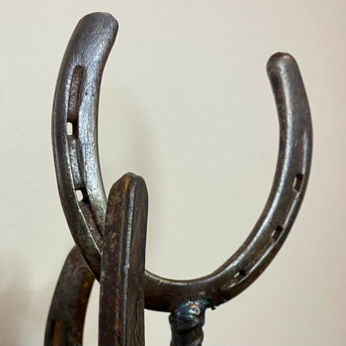 Rustic Western Horseshoe Themed Cup Holder Steel Rebar Horse Shoes 16"H