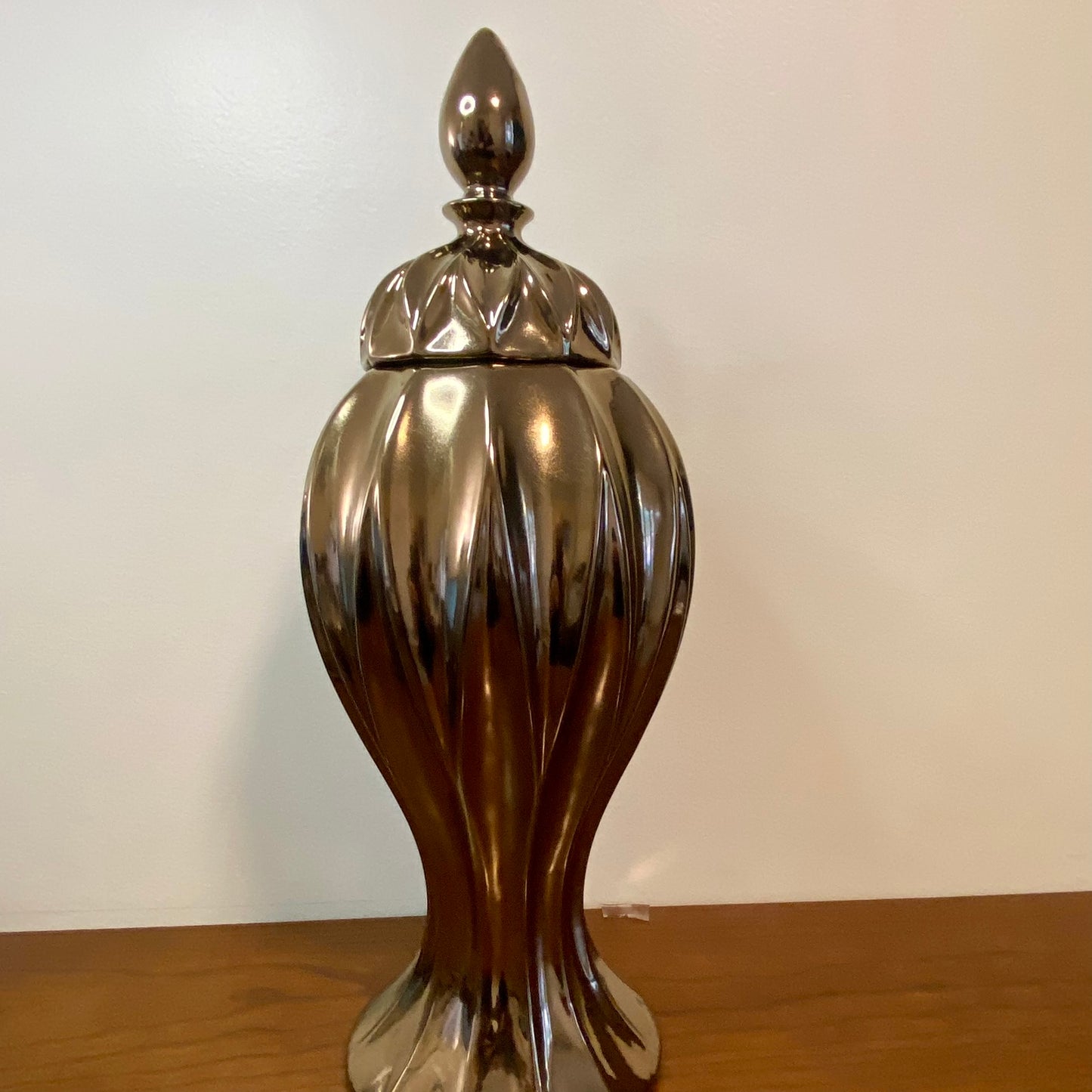 Swirl Theme Temple Jar Bronze 19"H