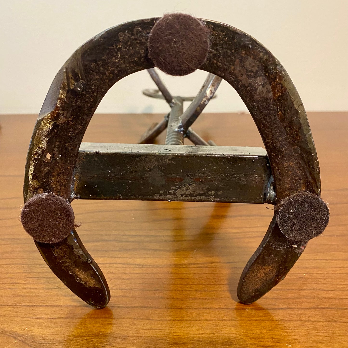 Rustic Western Horseshoe Themed Cup Holder Steel Rebar Horse Shoes 16"H