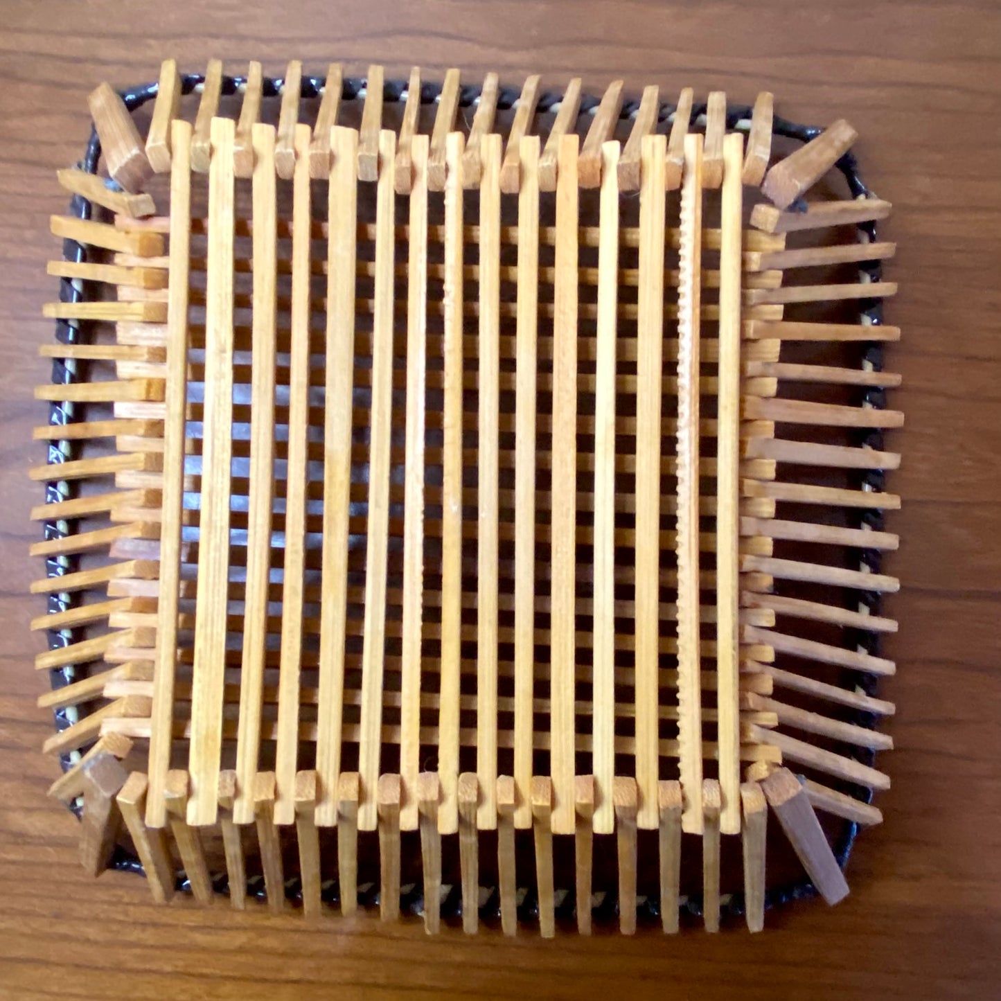 Bamboo Square Fruit Basket 9"W x 4"H
