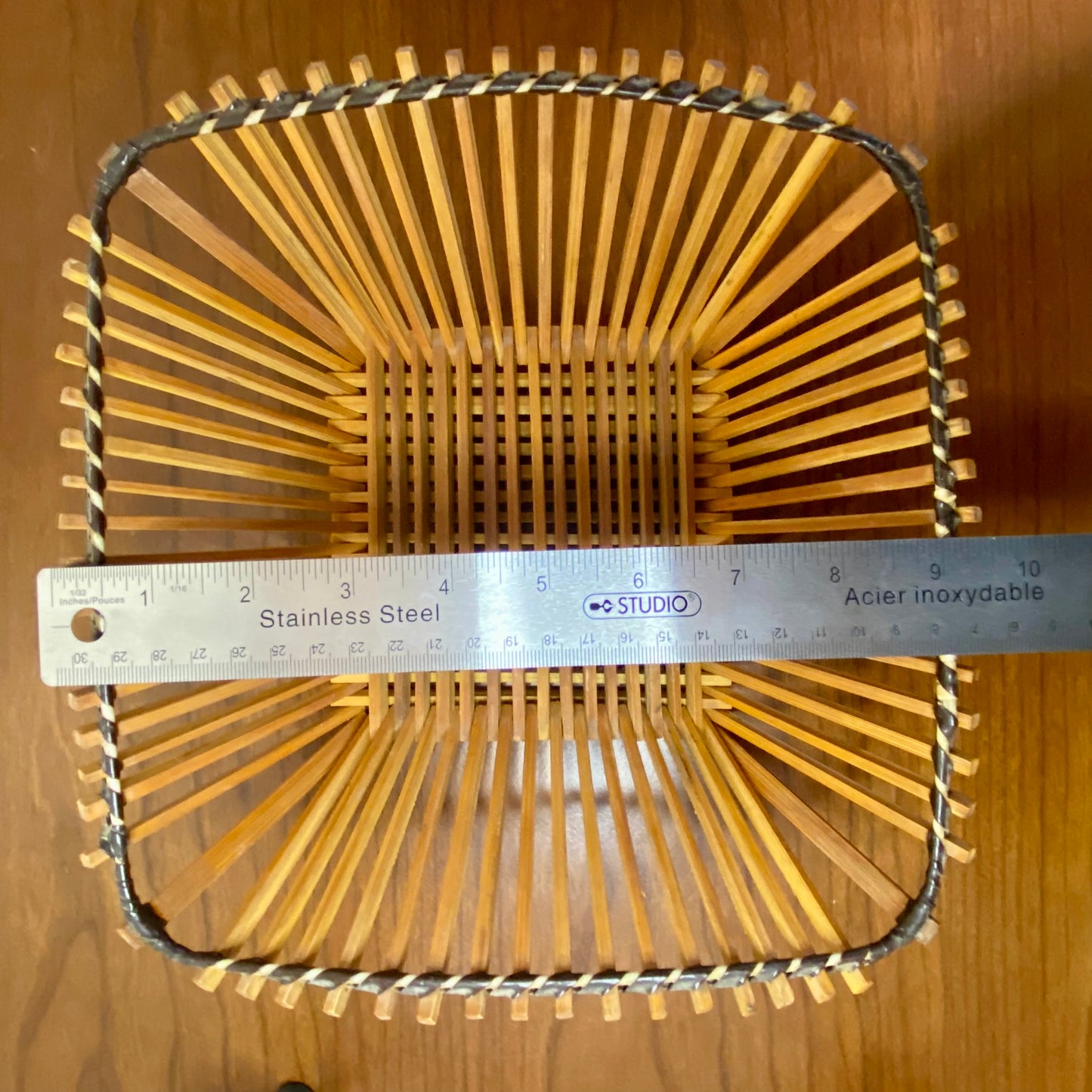 Bamboo Square Fruit Basket 9"W x 4"H