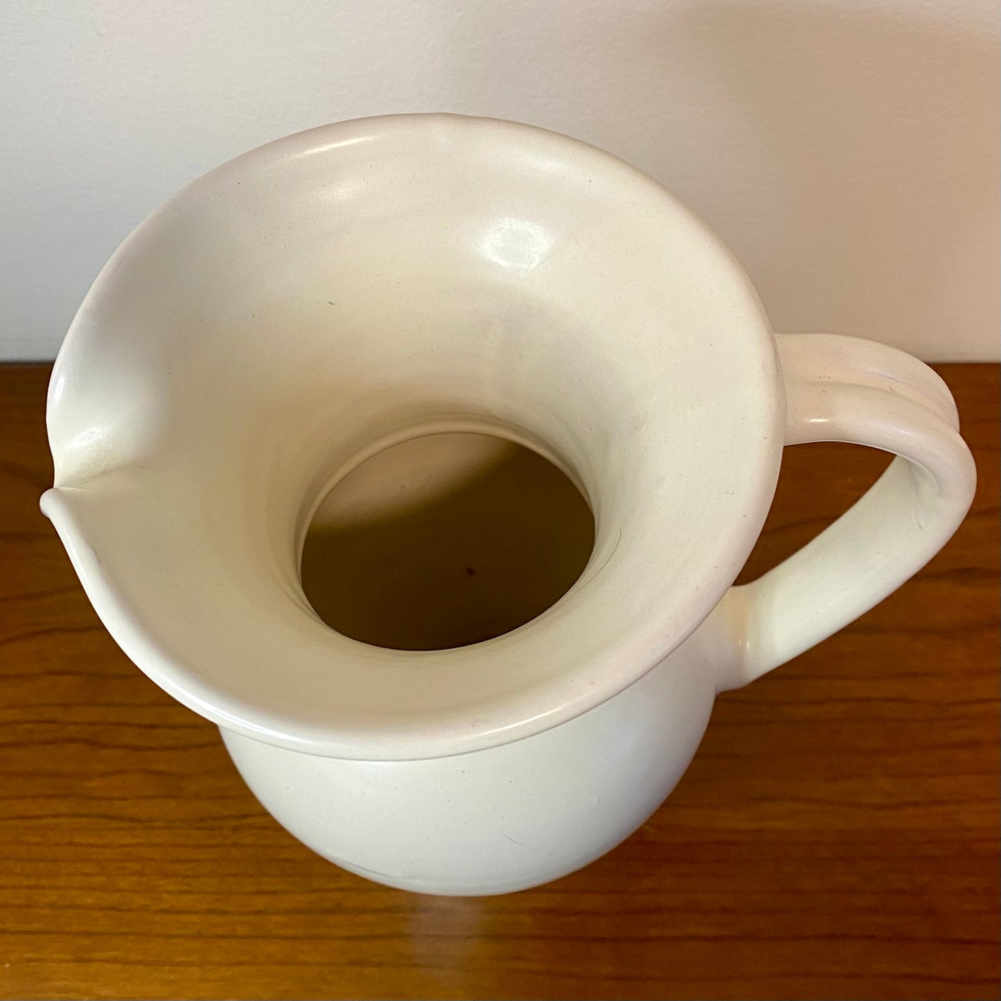 Pottery White Pitcher 5"W x 9"H