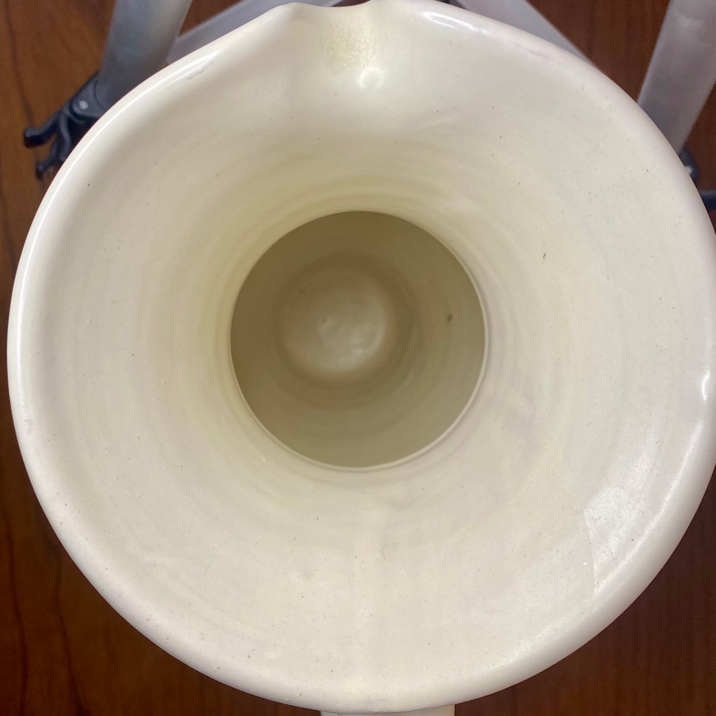 Pottery White Pitcher 5"W x 9"H