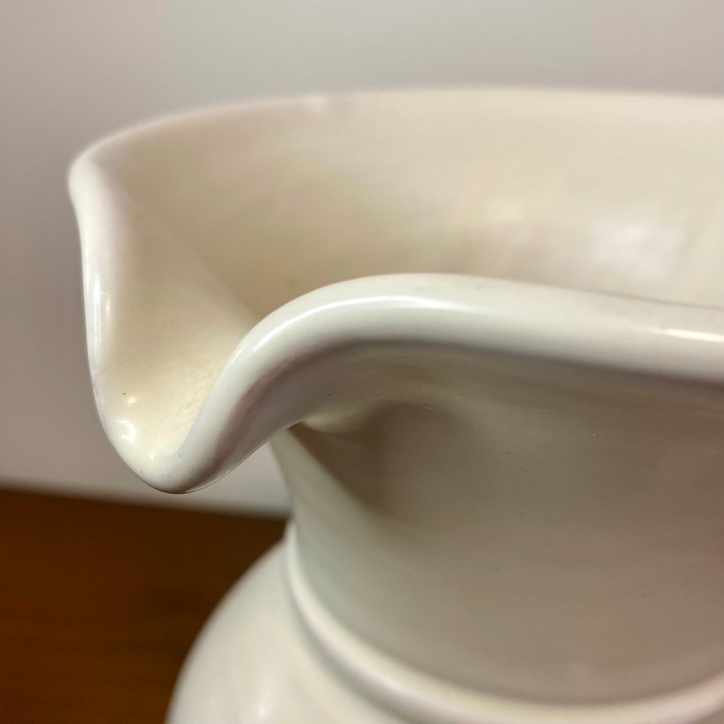 Pottery White Pitcher 5"W x 9"H