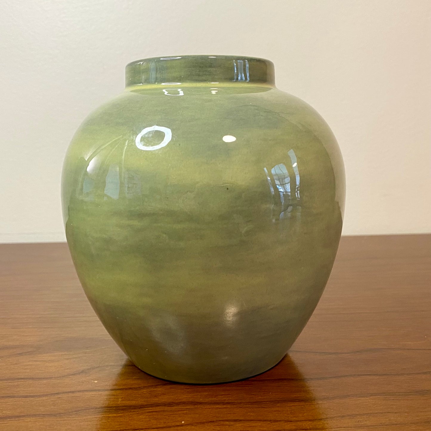 Vase Green Yellow Flower Design 2.5"W x 5"H