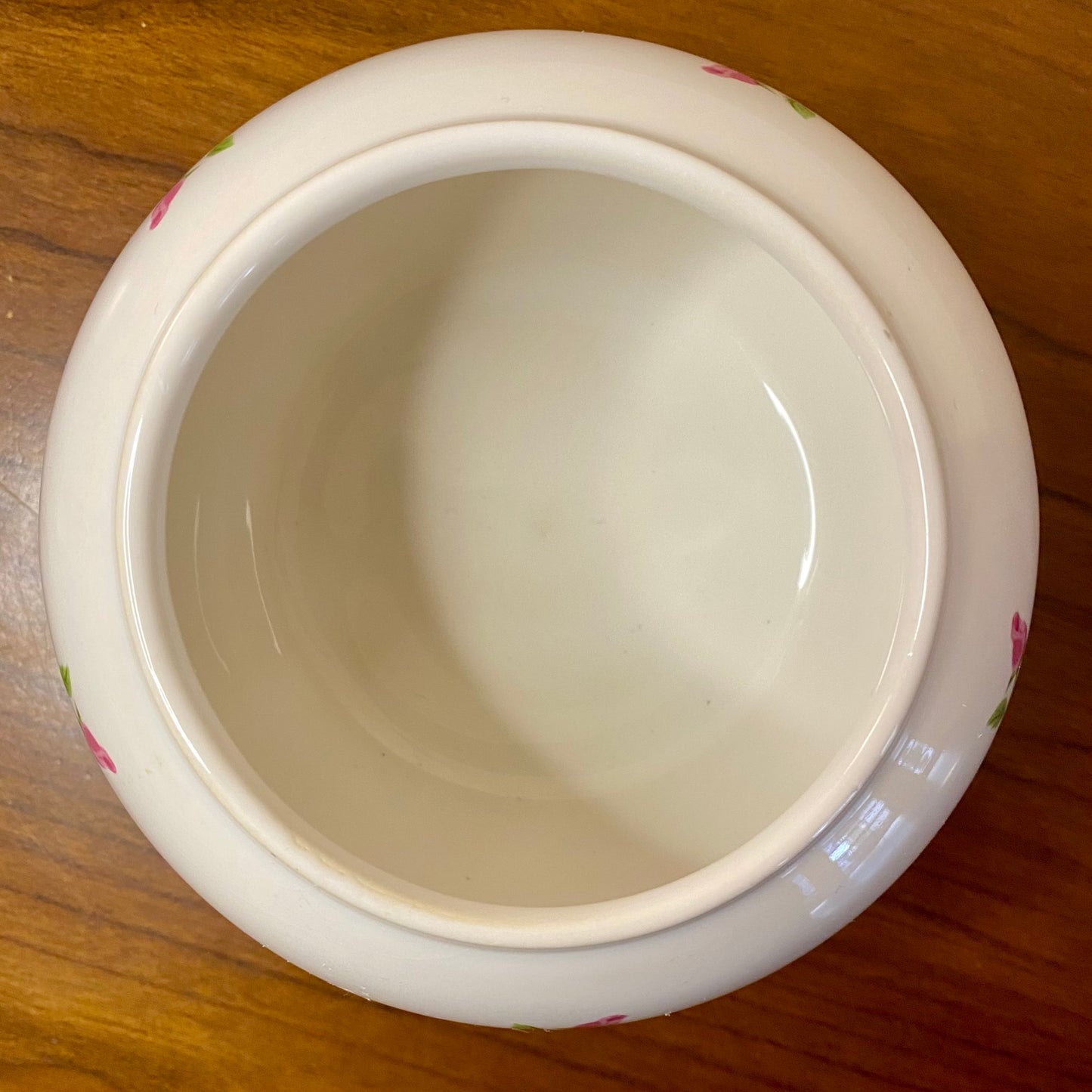 Teleflora Gift Vase Potpourri Bowl White Rose Print 3.25"W x 3"H