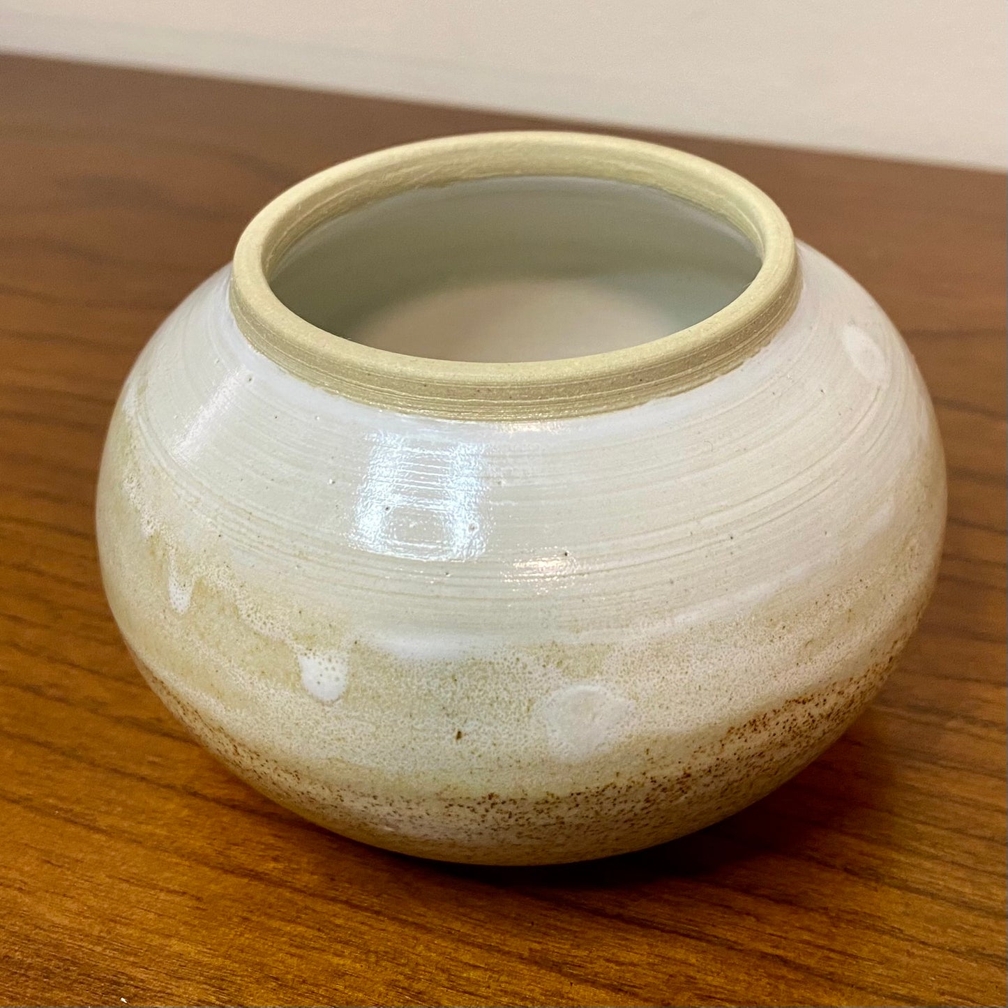 Handmade Pottery Vase Tan Beige Brown Speckle 2.25"H x 2.5"H