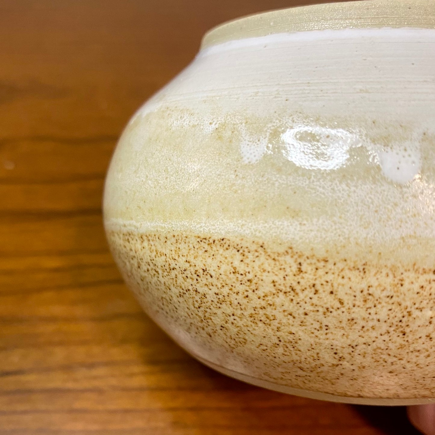 Handmade Pottery Vase Tan Beige Brown Speckle 2.25"H x 2.5"H