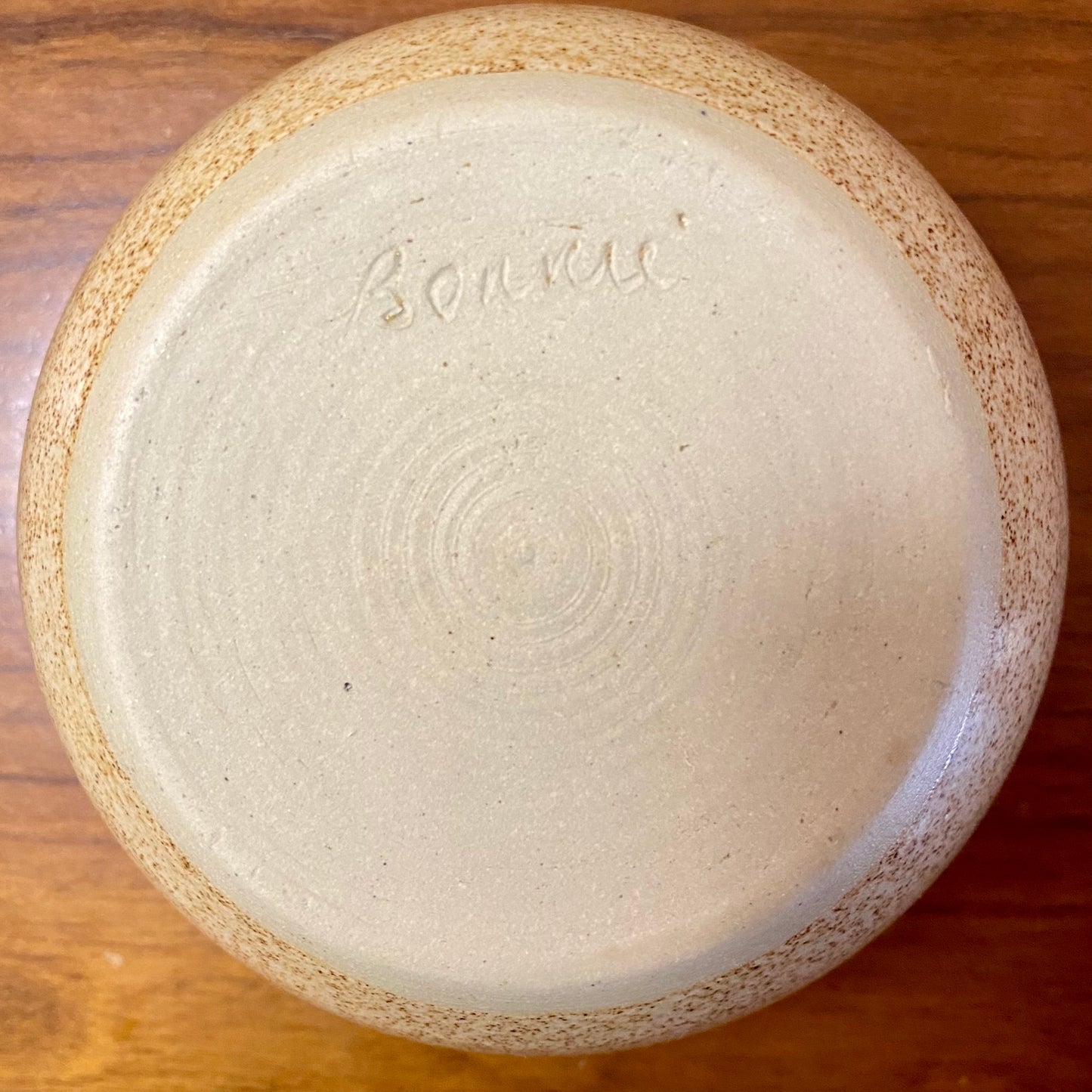 Handmade Pottery Vase Tan Beige Brown Speckle 2.25"H x 2.5"H