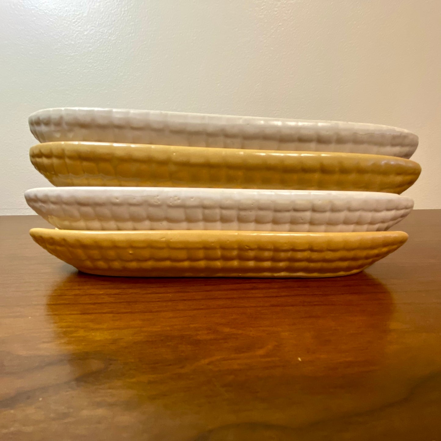Corncob Holder Roller Yellow Cream Set of 4