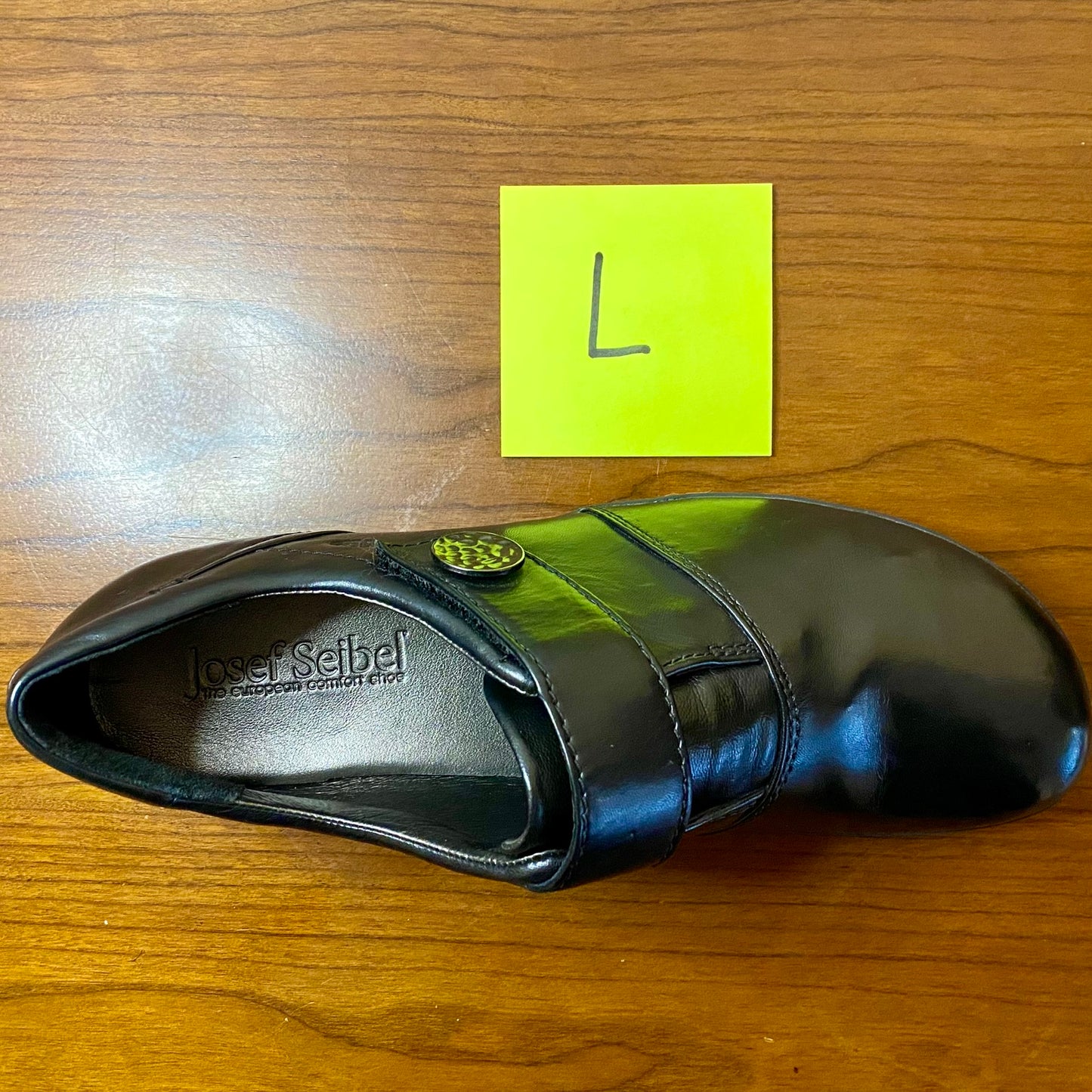 Joseph Seibel Velcro Slip-On Leather Shoe Black Size 39/8.5