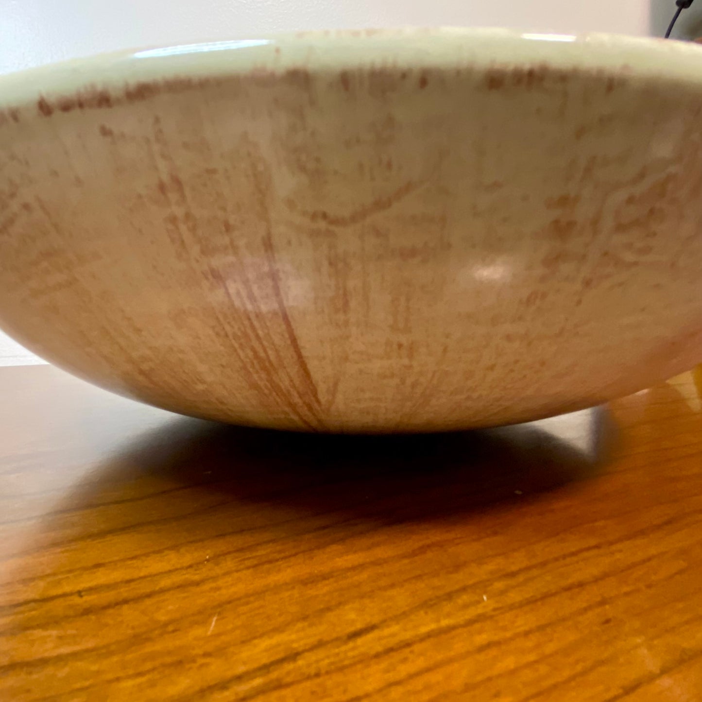 Pottery Butterfly Art Deco Fruit Bowl Tan 14"W x 3"H